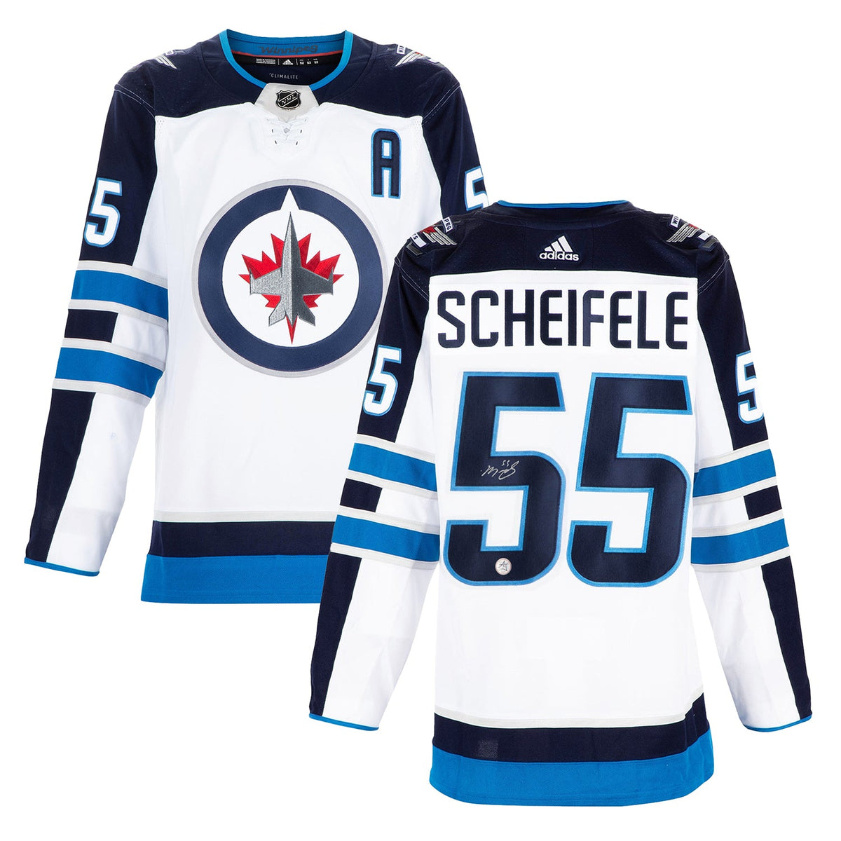Mark Scheifele Autographed Winnipeg Jets White adidas Jersey product image 3, provided for visual reference and product
