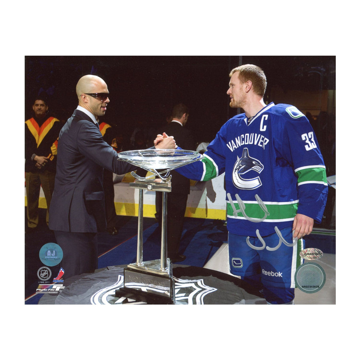 Henrik Sedin Autographed Vancouver Canucks Captain 8x10 Photo product image 1, provided for visual reference and product