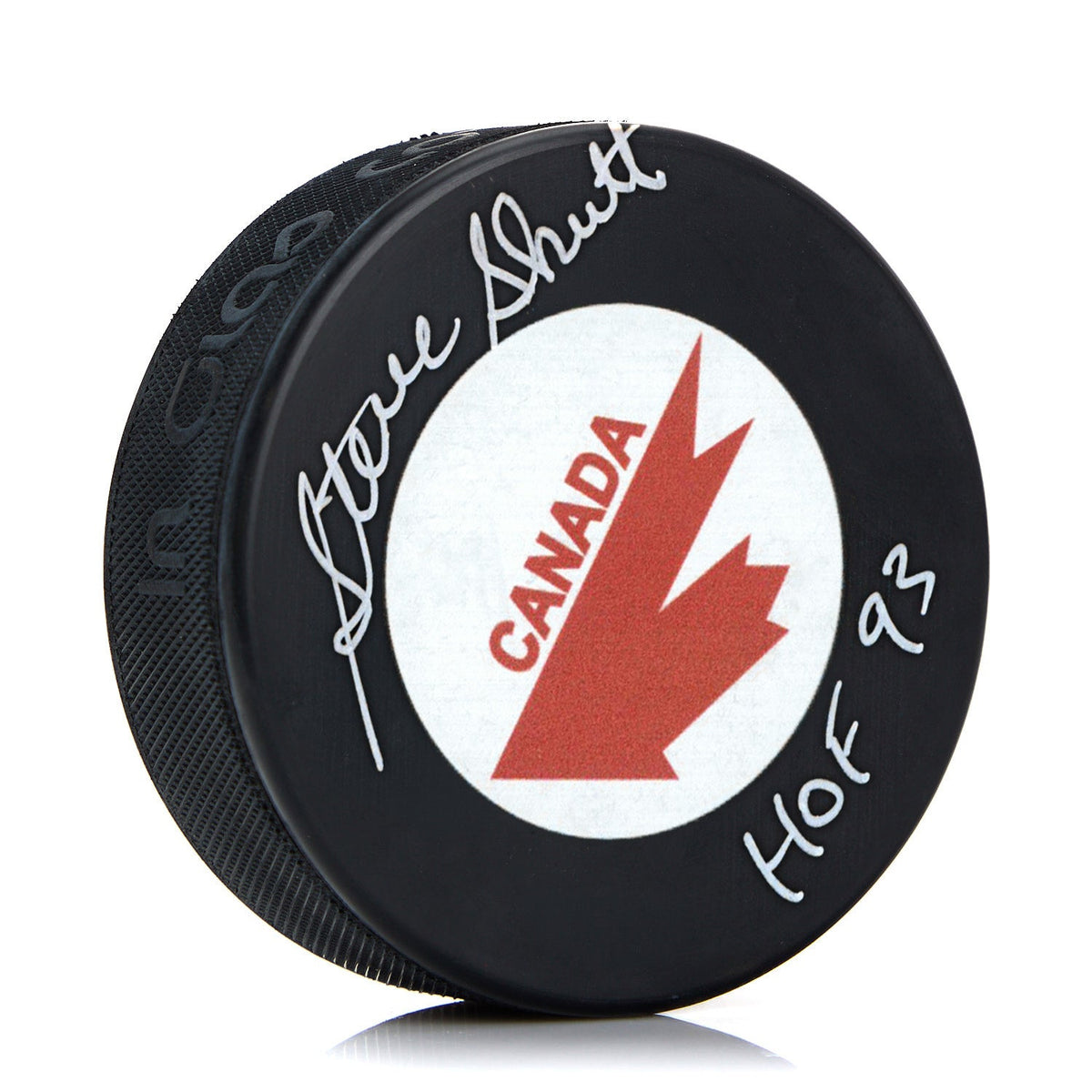 Steve Shutt Signed Team Canada Canada Cup Hockey Puck with HOF Note product image 1, provided for visual reference and
