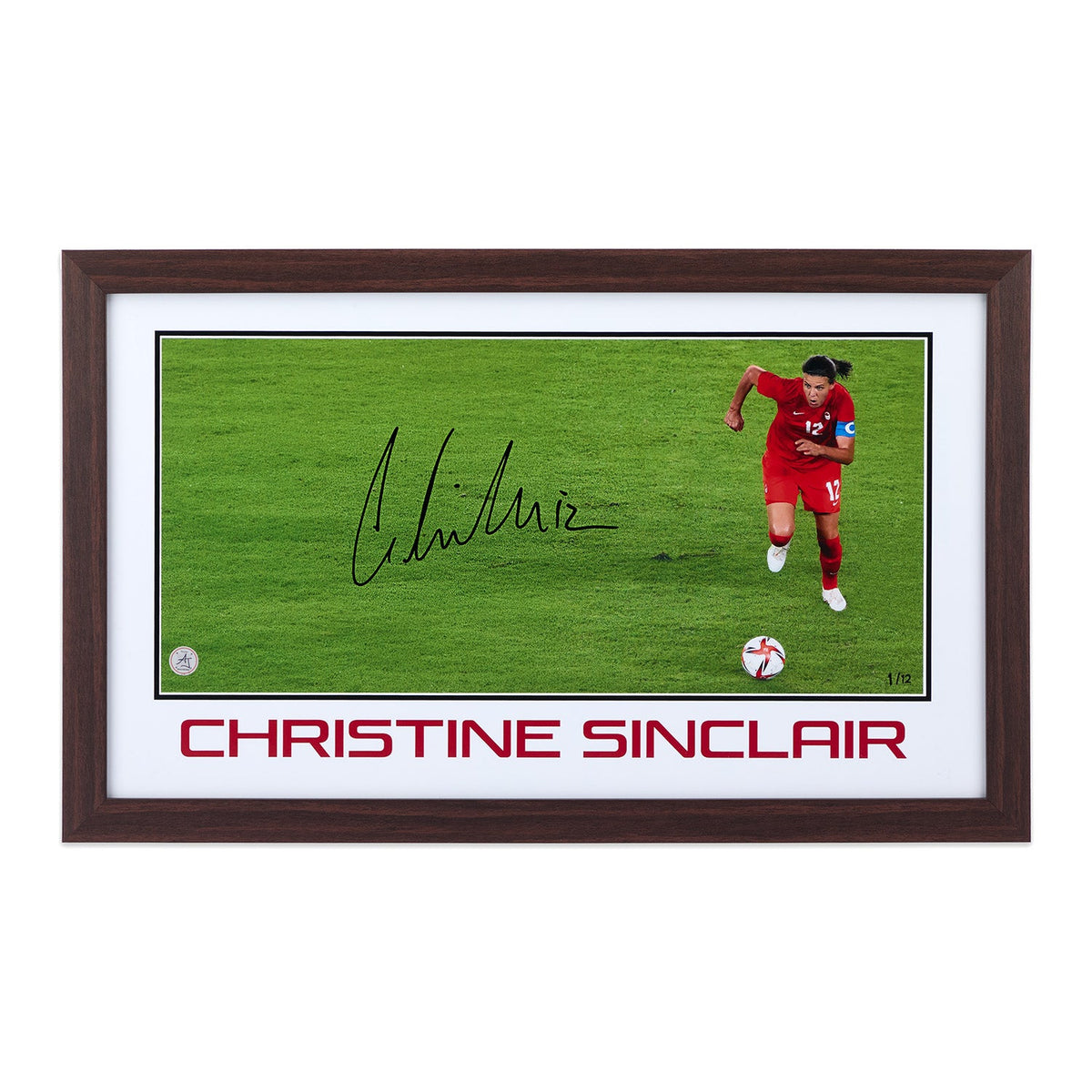 Christine Sinclair Team Canada Prominent Signature 16x26 Frame #1/12 product image 1, provided for visual reference and