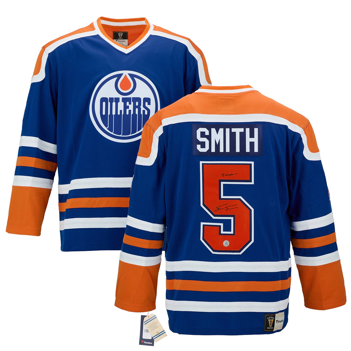 Steve Smith Autographed Edmonton Oilers Fanatics Throwback Jersey product image 3, provided for visual reference and product