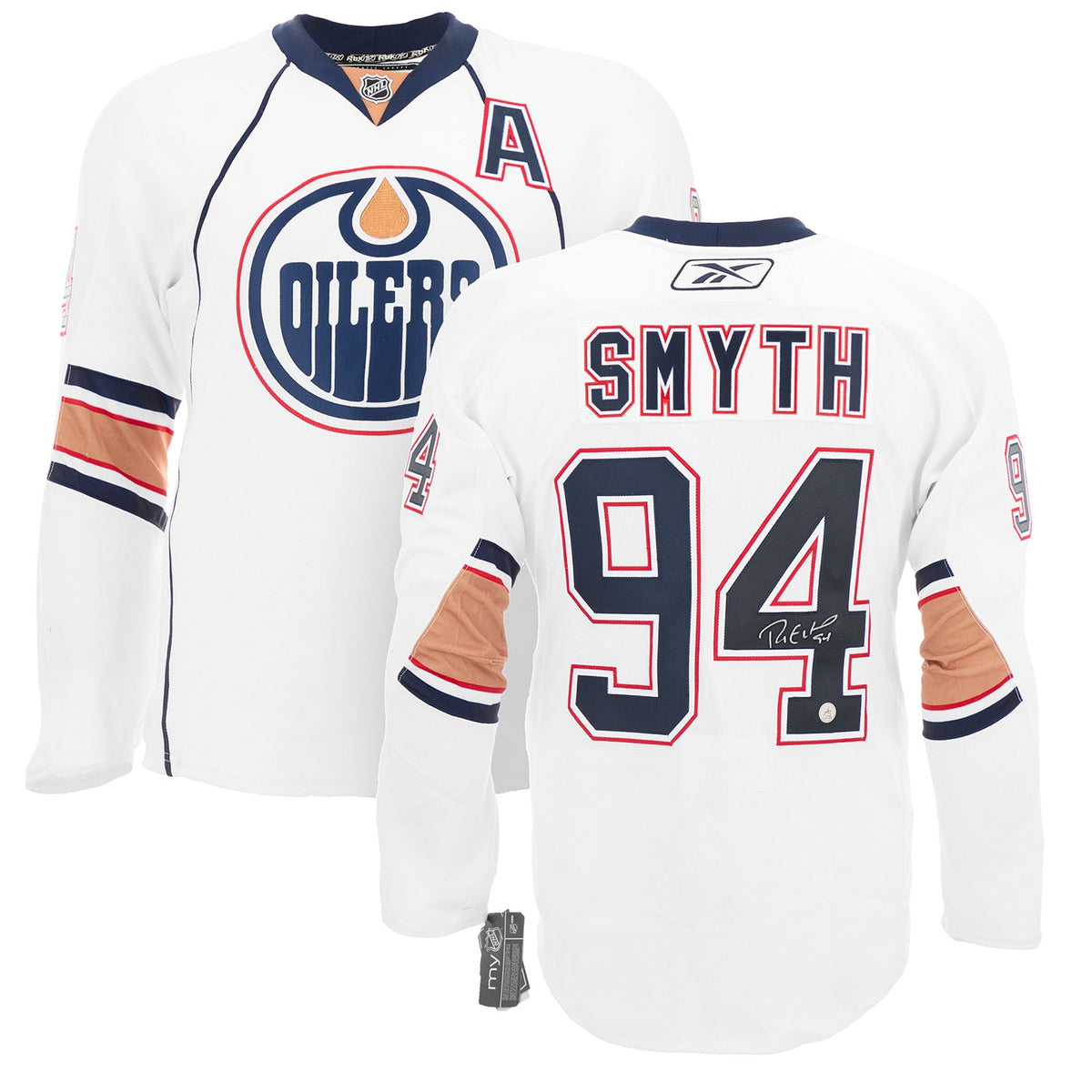 Ryan Smyth Edmonton Oilers Signed White Reebok Authentic On Ice Jersey product image 3, provided for visual reference and