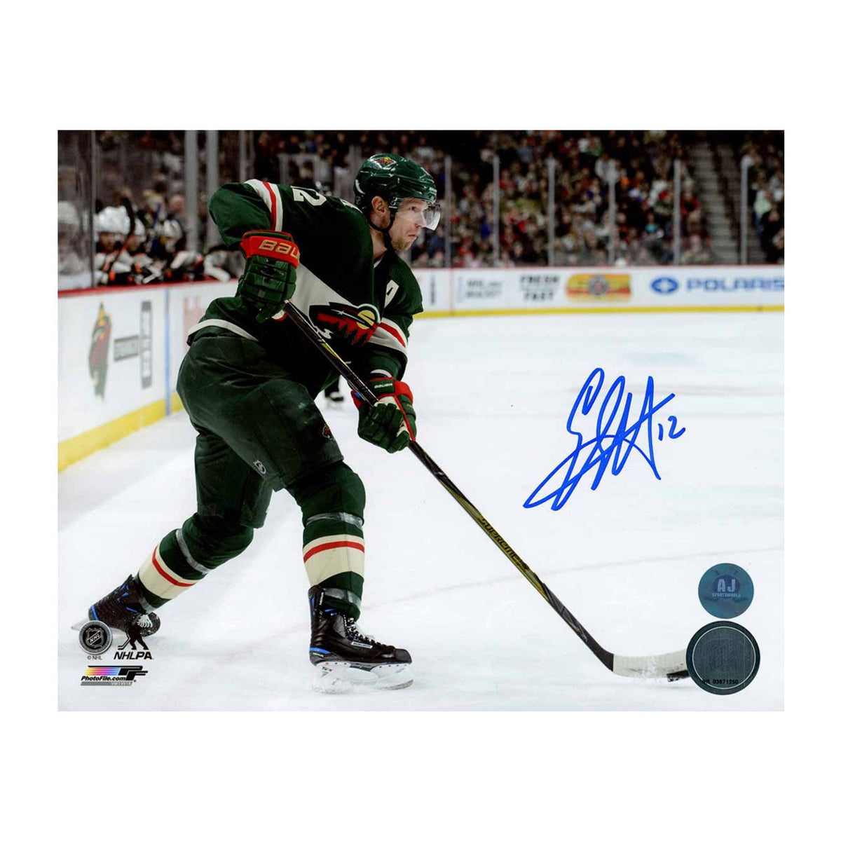 Eric Staal Autographed Minnesota Wild Goal Sniper 8x10 Photo product image 1, provided for visual reference and product