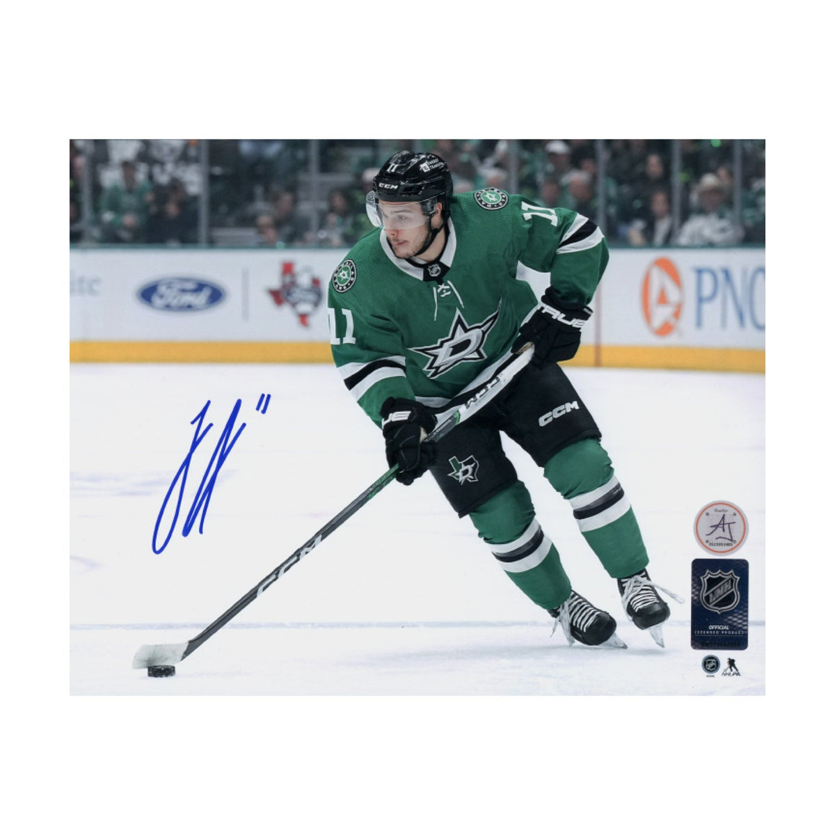 Logan Stankoven Autographed Dallas Stars Stickhandling 8x10 Photo product image 1, provided for visual reference and product