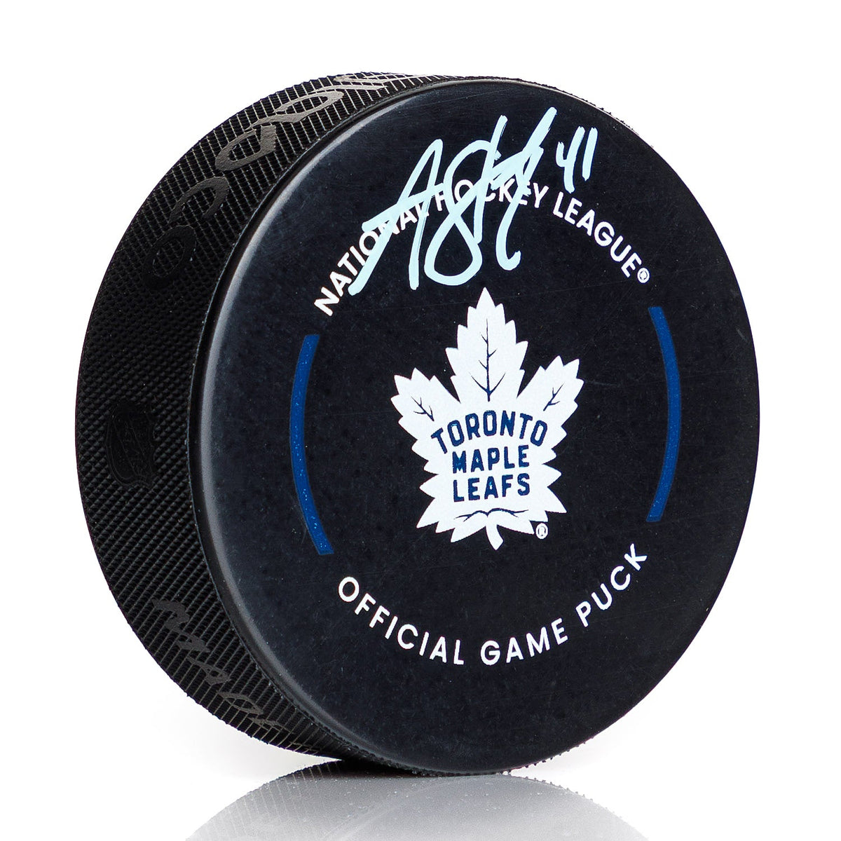 Anthony Stolarz Signed Toronto Maple Leafs Official Game Puck product image 1, provided for visual reference and product