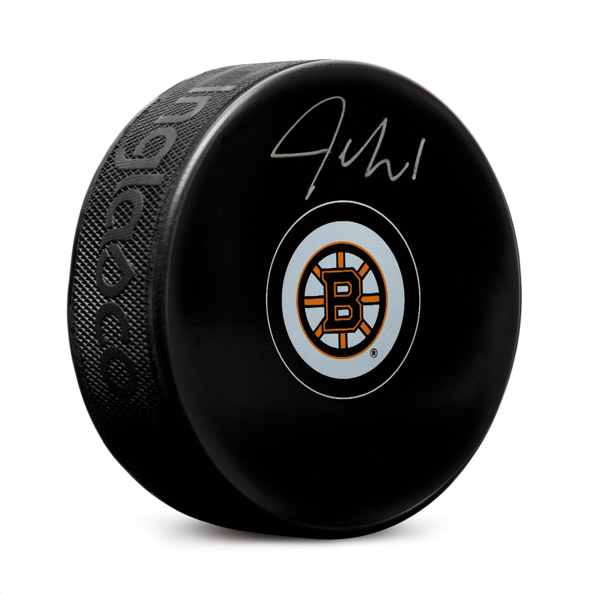Jeremy Swayman Autographed Boston Bruins Hockey Puck product image 1, provided for visual reference and product detail review