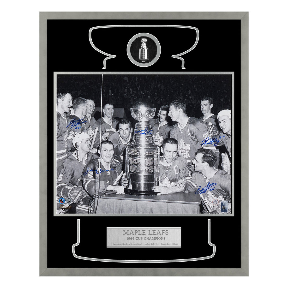 Toronto Maple Leafs 5 Player Signed 1964 Stanley Cup Champions 24x30 Frame product image 1, provided for visual reference