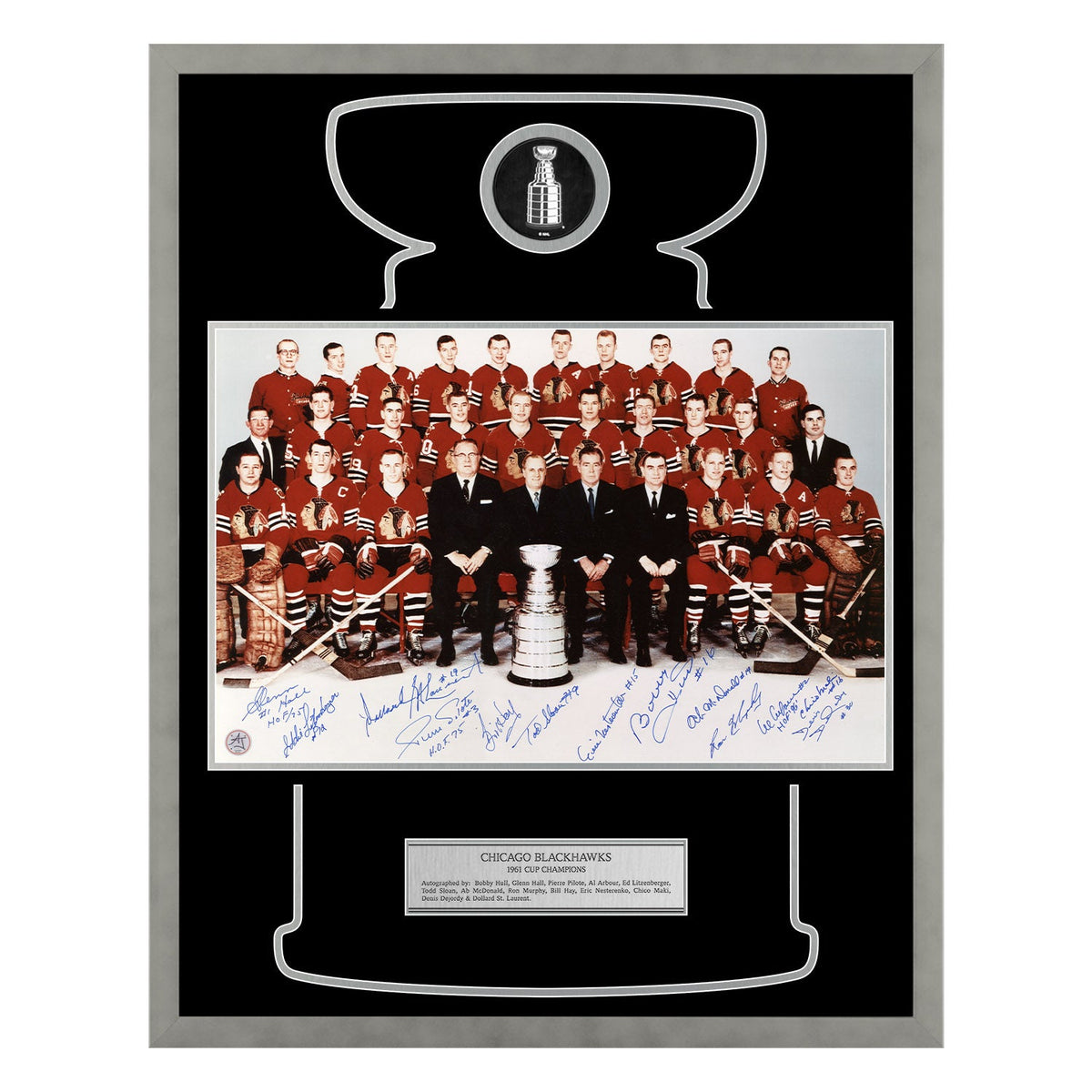 Chicago Blackhawks 13 Player Team Signed 1961 Cup Champions 24x30 Frame product image 1, provided for visual reference and