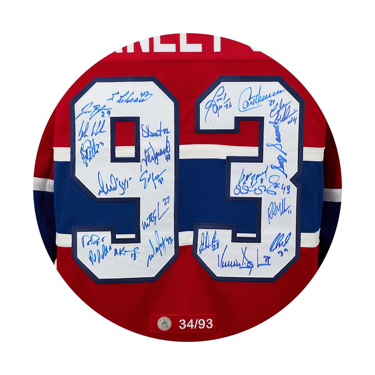 Montreal Canadiens 23 Player Team Signed 1993 Stanley Cup Jersey #34/93 product image 3, provided for visual reference and