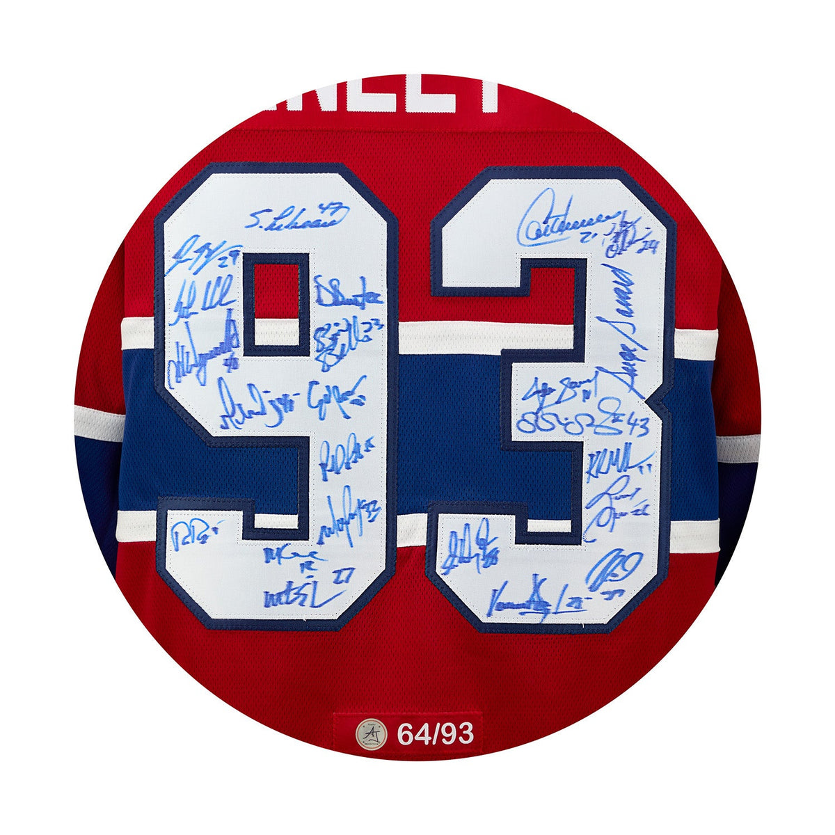 Montreal Canadiens 23 Player Team Signed 1993 Stanley Cup Jersey #64/93 product image 3, provided for visual reference and