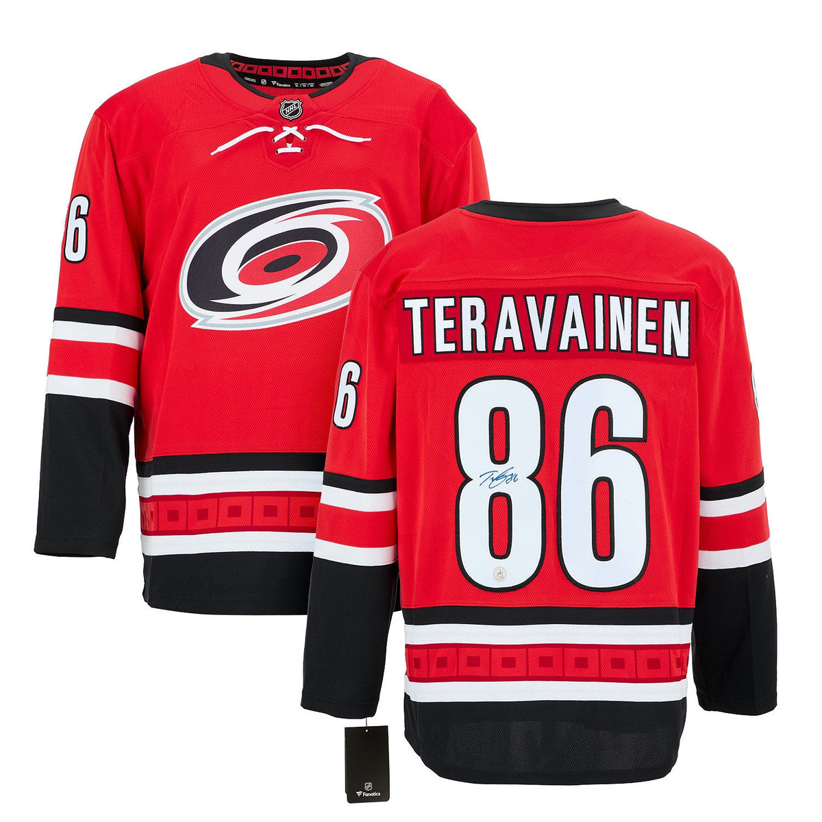 Teuvo Teravainen Signed Carolina Hurricanes Red Fanatics Breakaway Jersey product image 3, provided for visual reference and