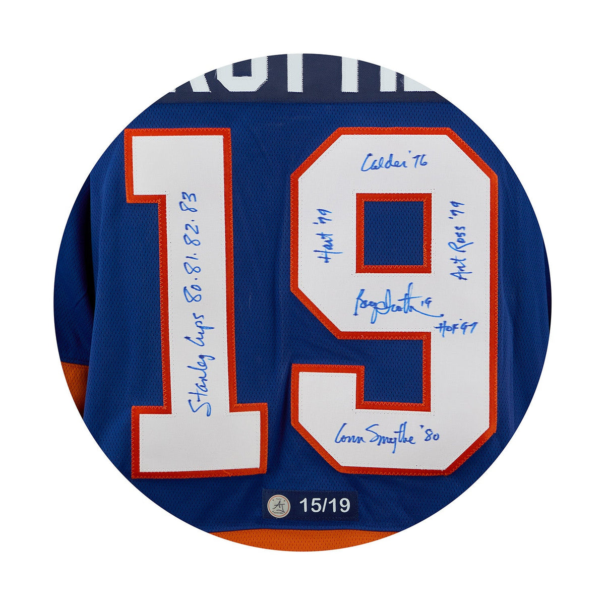 Bryan Trottier Signed & Inscribed New York Islanders Fanatics Stat Jersey #15/19 product image 3, provided for visual