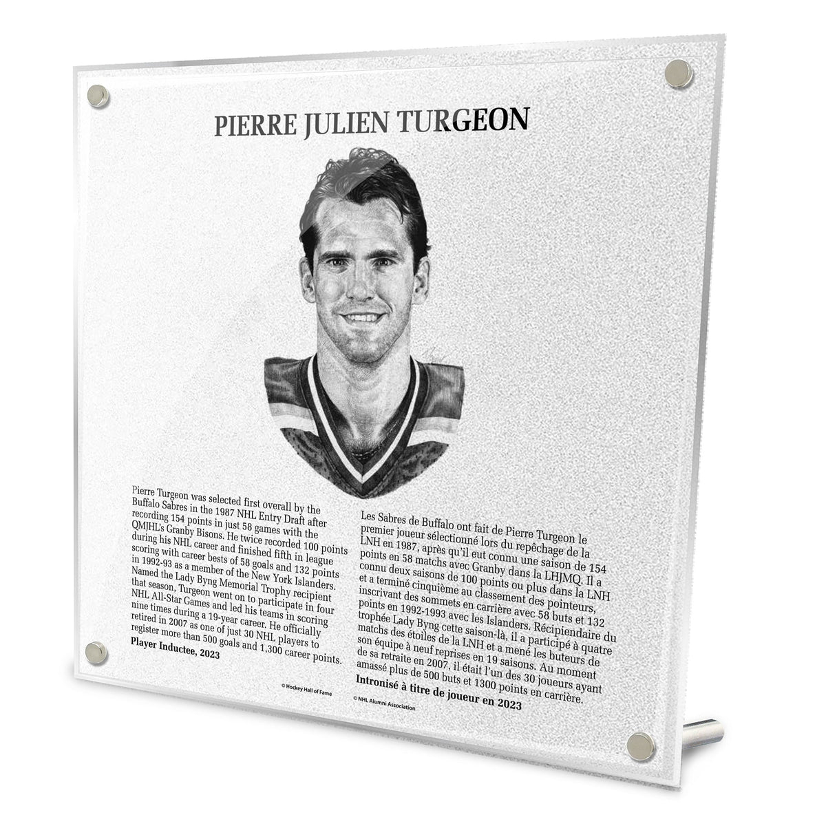 Pierre Turgeon Replica Hockey Hall of Fame Plaque product image 1, provided for visual reference and product detail review