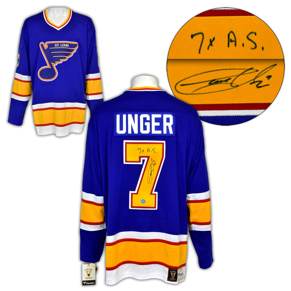 Garry Unger Signed St Louis Blues Fanatics Throwback Jersey product image 1, provided for visual reference and product