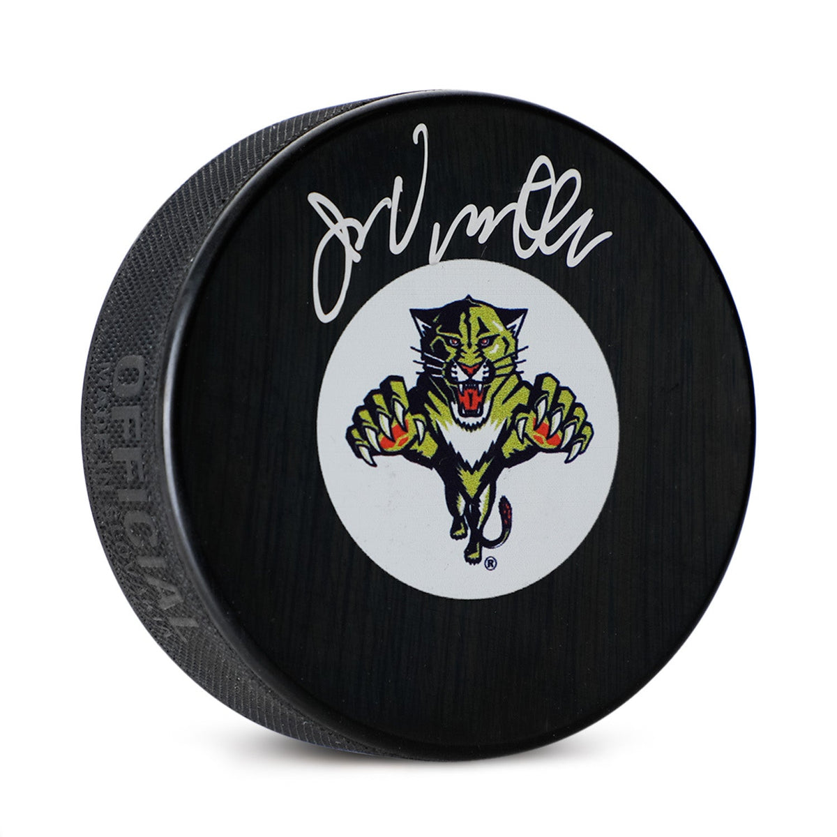 John Vanbiesbrouck Signed Florida Panthers Retro Logo Puck product image 1, provided for visual reference and product detail