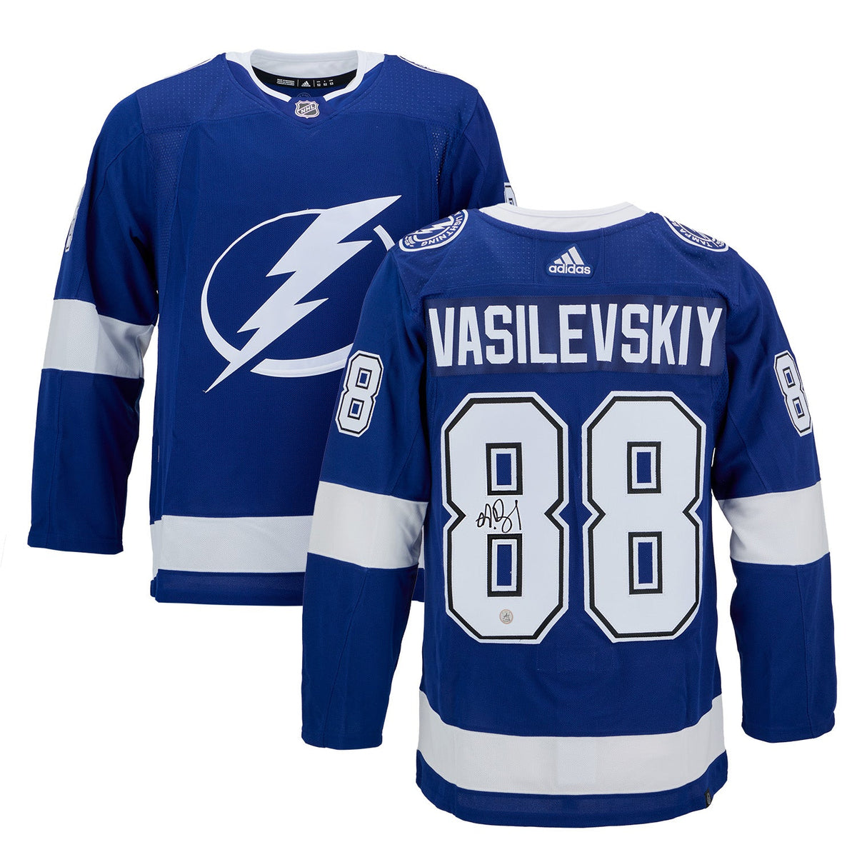 Andrei Vasilevskiy Autographed Tampa Bay Lightning Blue adidas Jersey product image 3, provided for visual reference and