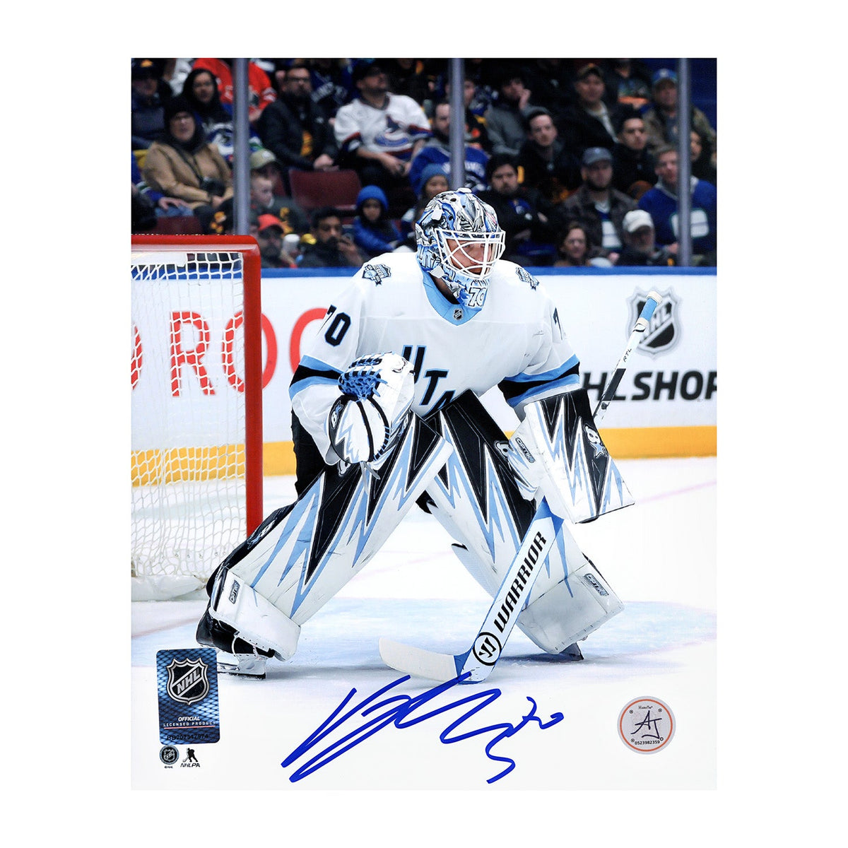 Karel Vejmelka Autographed Utah Mammoth Goalie 8x10 Photo product image 1, provided for visual reference and product detail