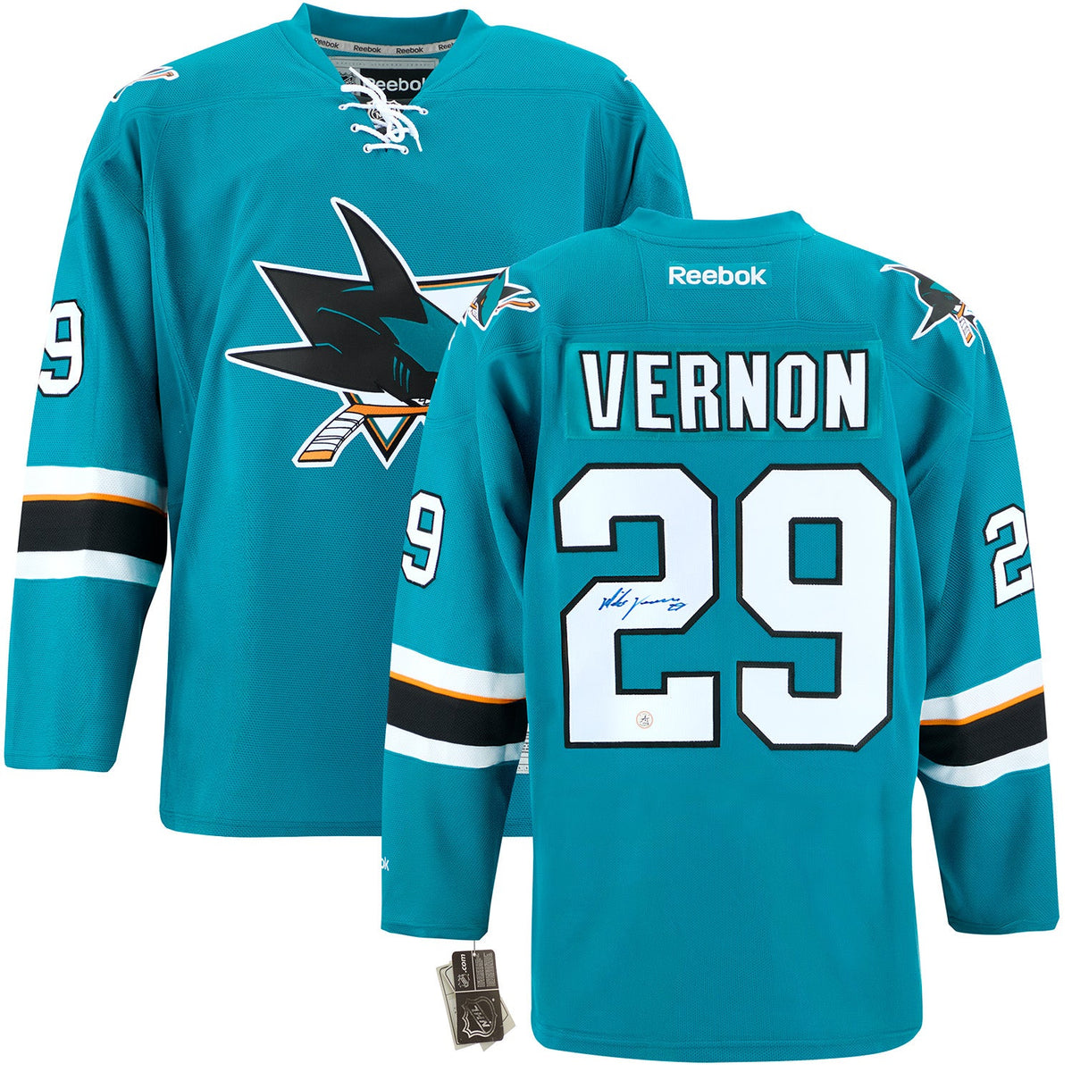 Mike Vernon Autographed San Jose Sharks Vintage Reebok Jersey product image 3, provided for visual reference and product