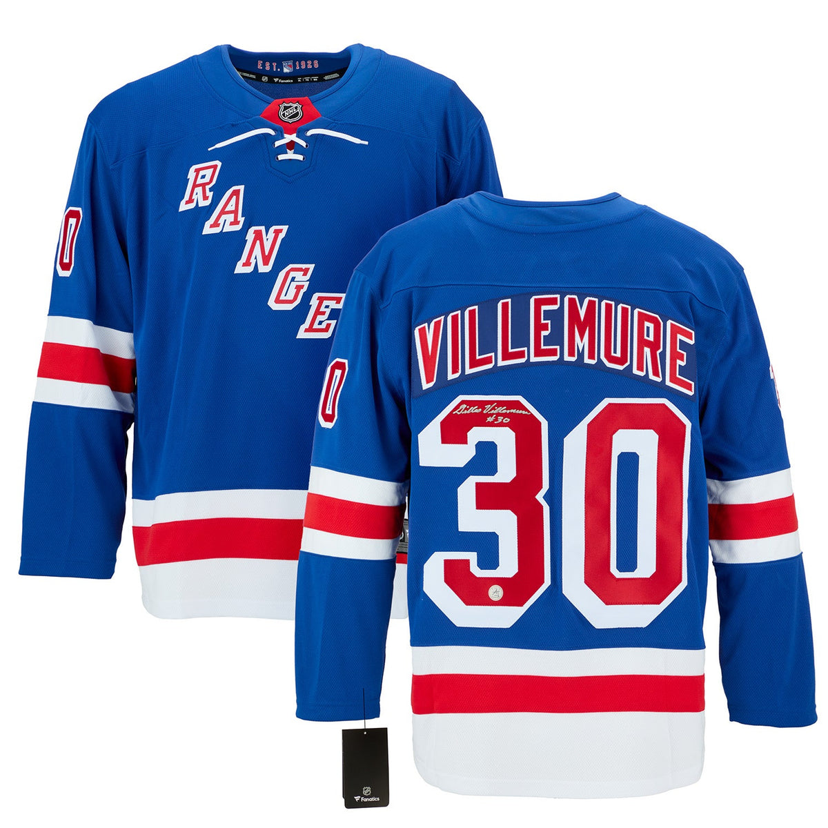Gilles Villemure Autographed New York Rangers Fanatics Breakaway Jersey product image 3, provided for visual reference and