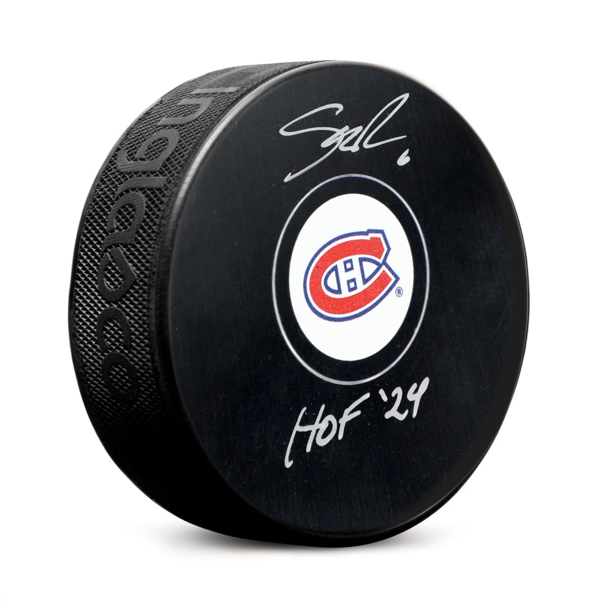 Shea Weber Autographed Montreal Canadiens Hockey Puck with HOF Note product image 1, provided for visual reference and