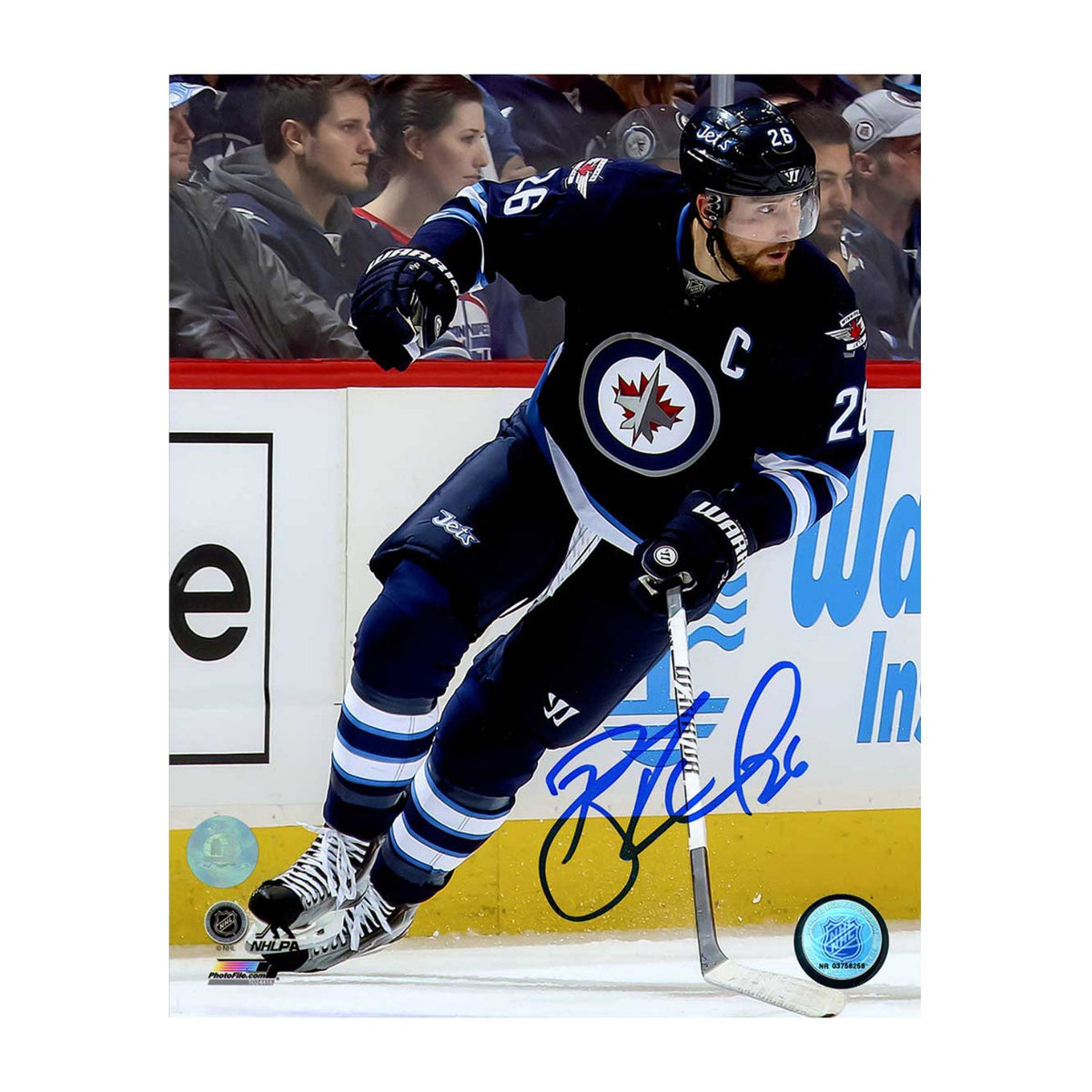 Blake Wheeler Autographed Winnipeg Jets Game Action 8x10 Photo product image 1, provided for visual reference and product
