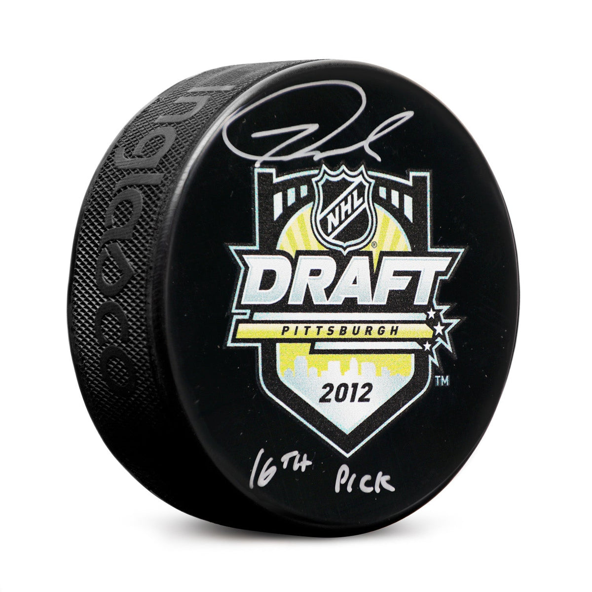 Tom Wilson Signed 2012 NHL Entry Draft Puck with 16th Pick Note product image 1, provided for visual reference and product