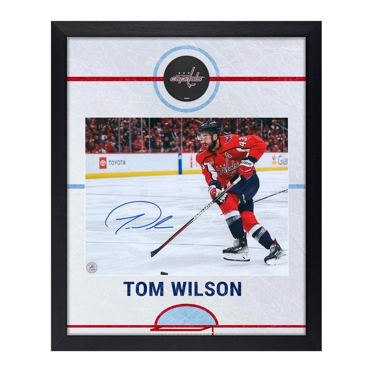 Tom Wilson Autographed Washington Capitals Graphic Rink 19x23 Frame product image 1, provided for visual reference and
