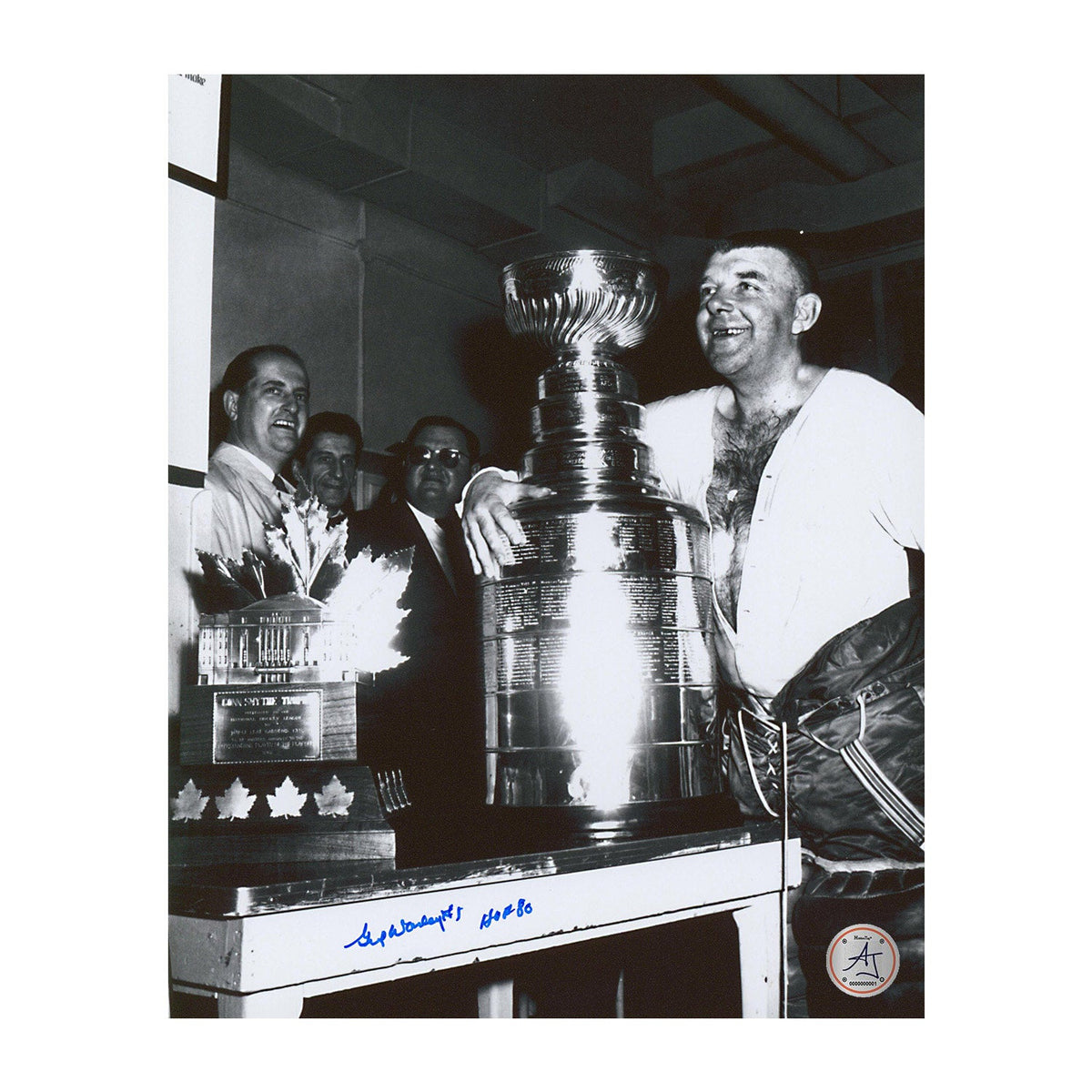 Gump Worsley Signed Montreal Canadiens Stanley Cup 8x10 Photo with Note product image 1, provided for visual reference and