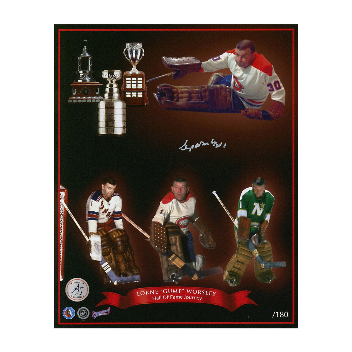 Gump Worsley Signed Hockey Hall Of Fame Journey 8x10 Photo product image 1, provided for visual reference and product detail