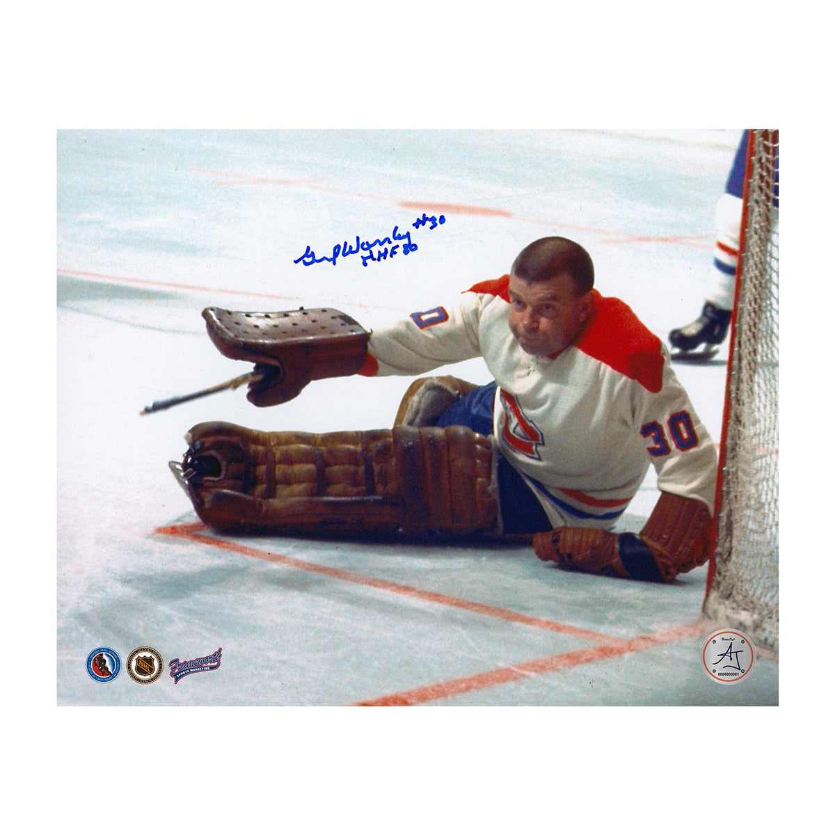 Gump Worsley Signed Montreal Canadiens Game Action 8x10 Photo with Note product image 1, provided for visual reference and