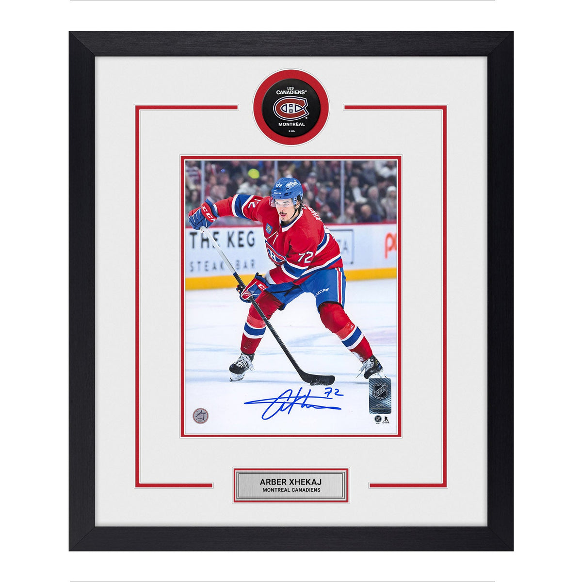 Arber Xhekaj Signed Montreal Canadiens Puck Logo 23x27 Frame product image 1, provided for visual reference and product