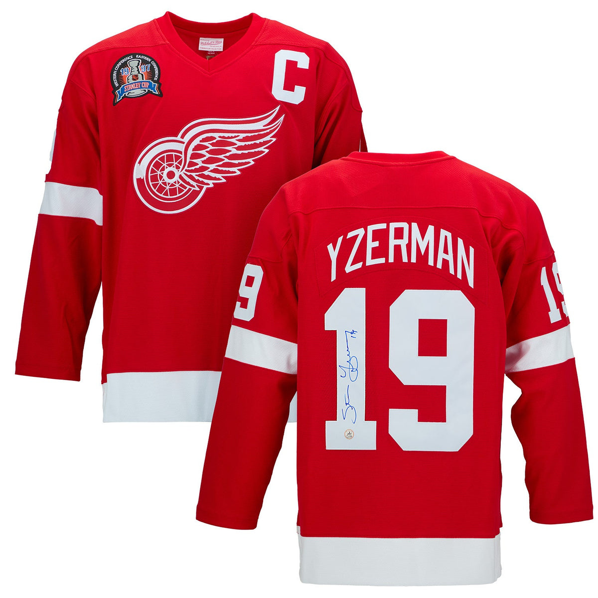 Steve Yzerman Signed Detroit Red Wings 1997 Stanley Cup Mitchell & Ness Jersey product image 3, provided for visual