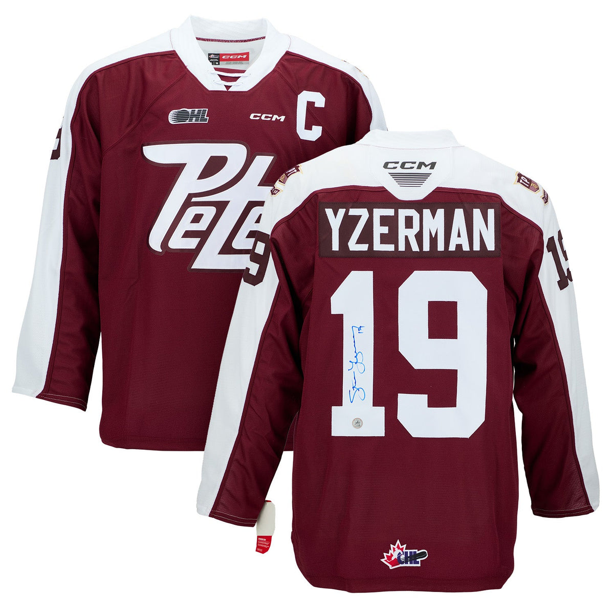 Steve Yzerman Peterborough Petes Autographed CHL Hockey Jersey product image 3, provided for visual reference and product