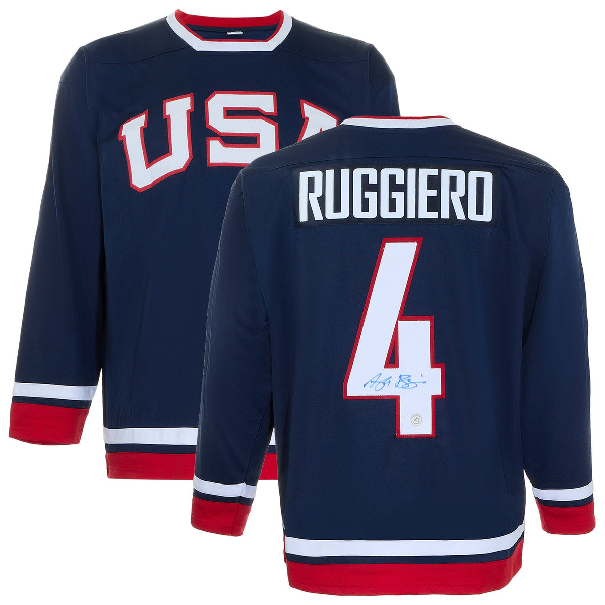 Angela Ruggiero Autographed Team USA Custom Hockey Nation Jersey product image 3, provided for visual reference and product