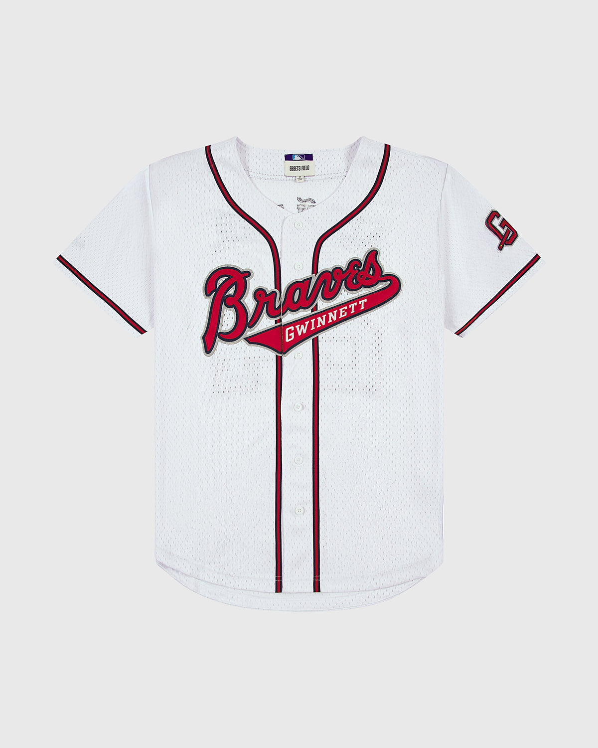 Ronald Acuña Jr. Gwinnett Braves Mesh Button-Up Jersey product image 1, provided for visual reference and product detail