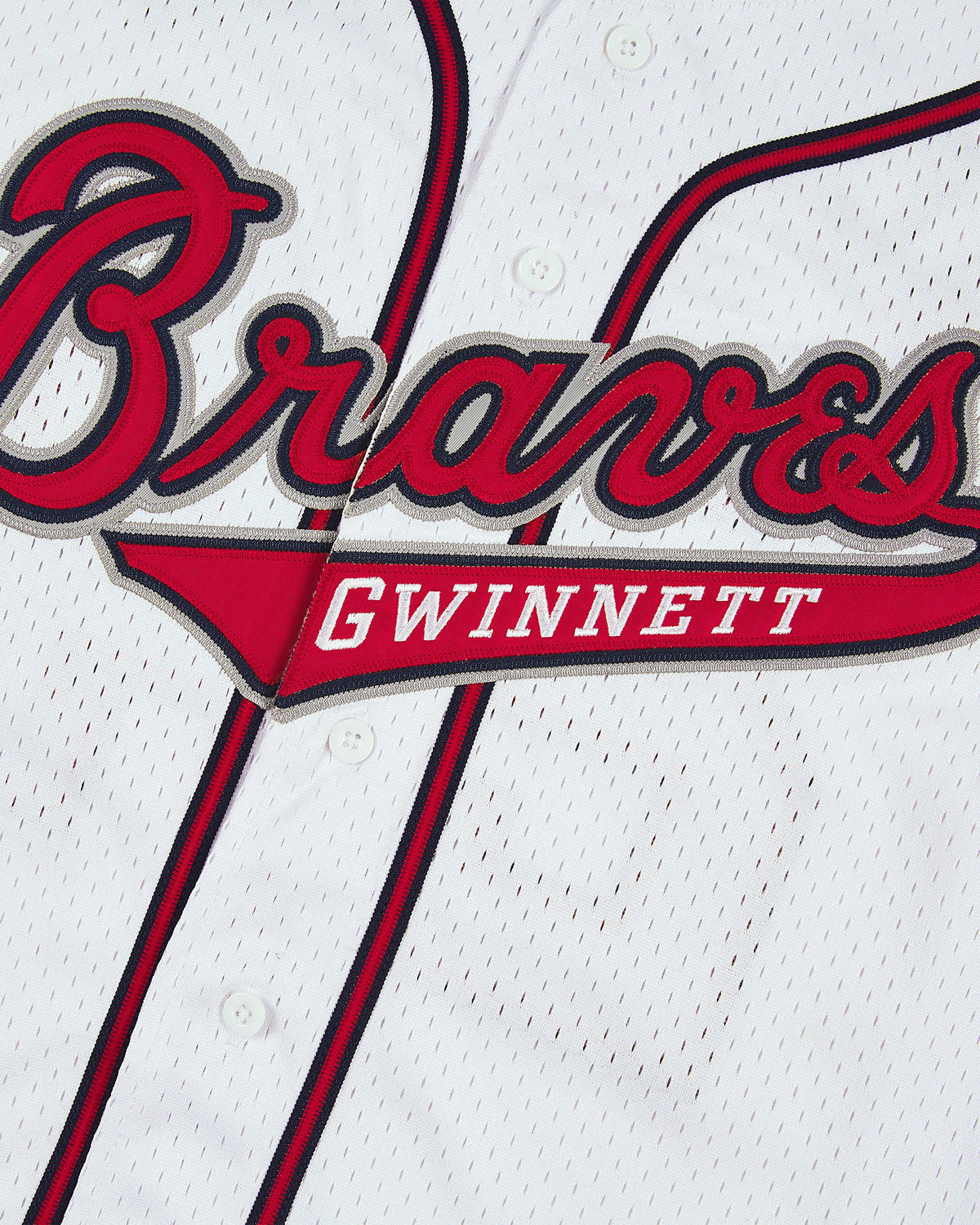 Ronald Acuña Jr. Gwinnett Braves Mesh Button-Up Jersey product image 3, provided for visual reference and product detail