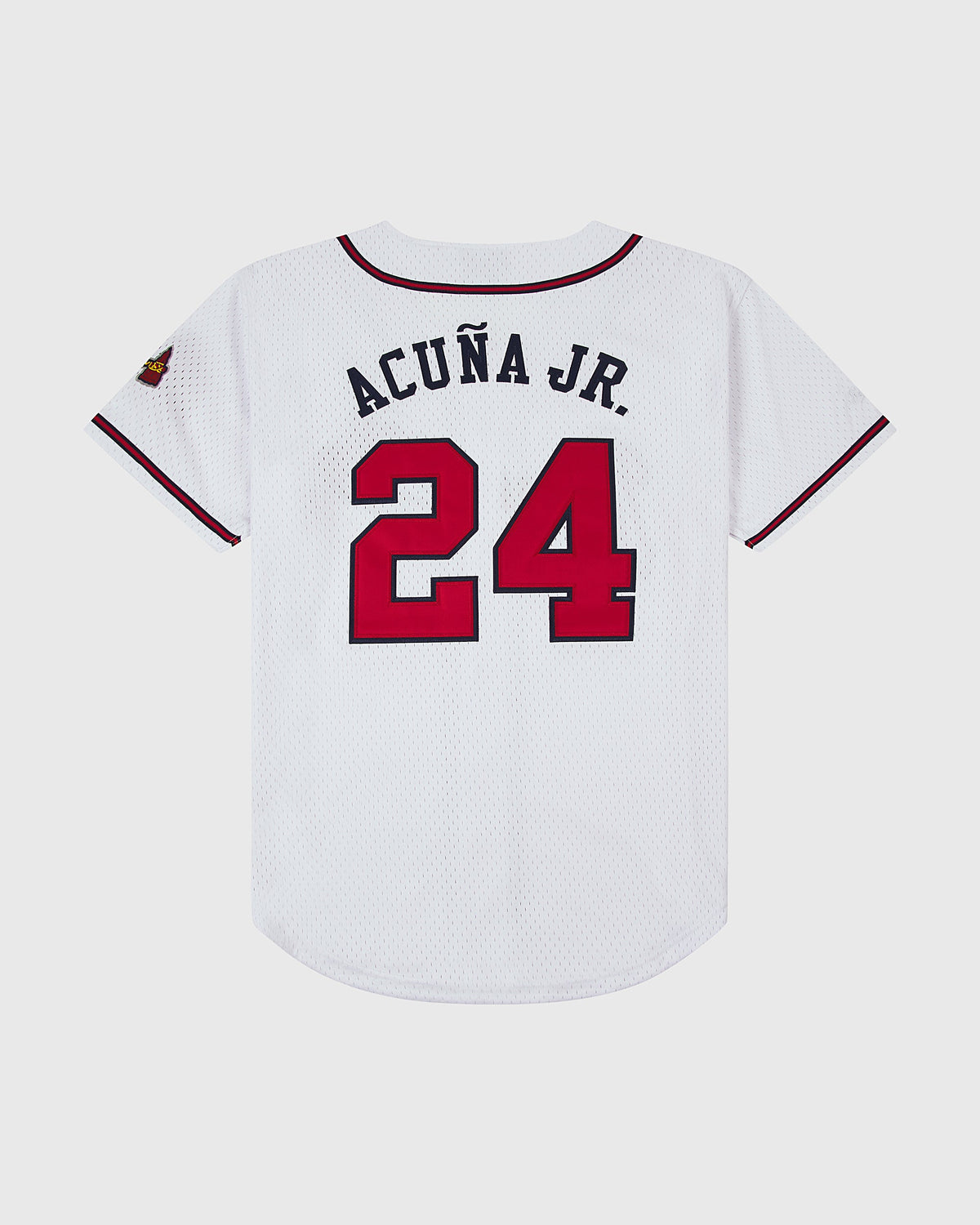 Ronald Acuña Jr. Gwinnett Braves Mesh Button-Up Jersey product image 2, provided for visual reference and product detail
