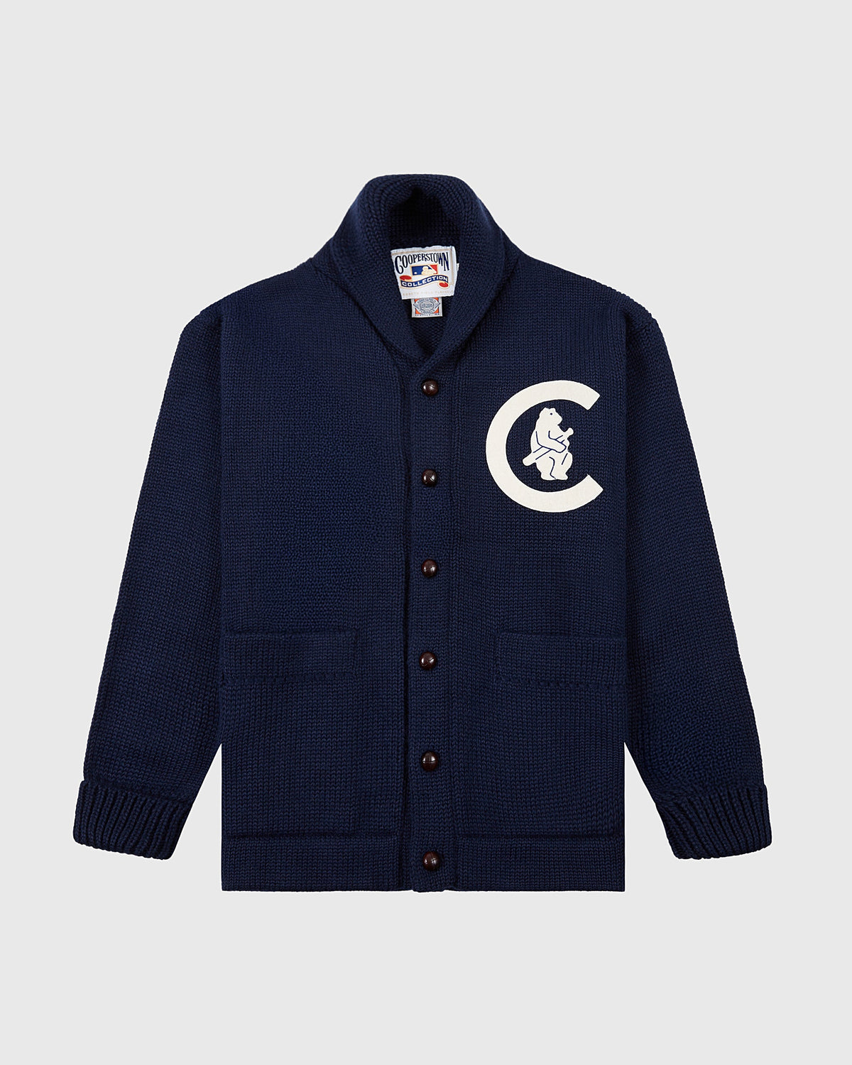 Chicago Cubs 1911 Wool Shawl Collar Sweater product image 1, provided for visual reference and product detail review