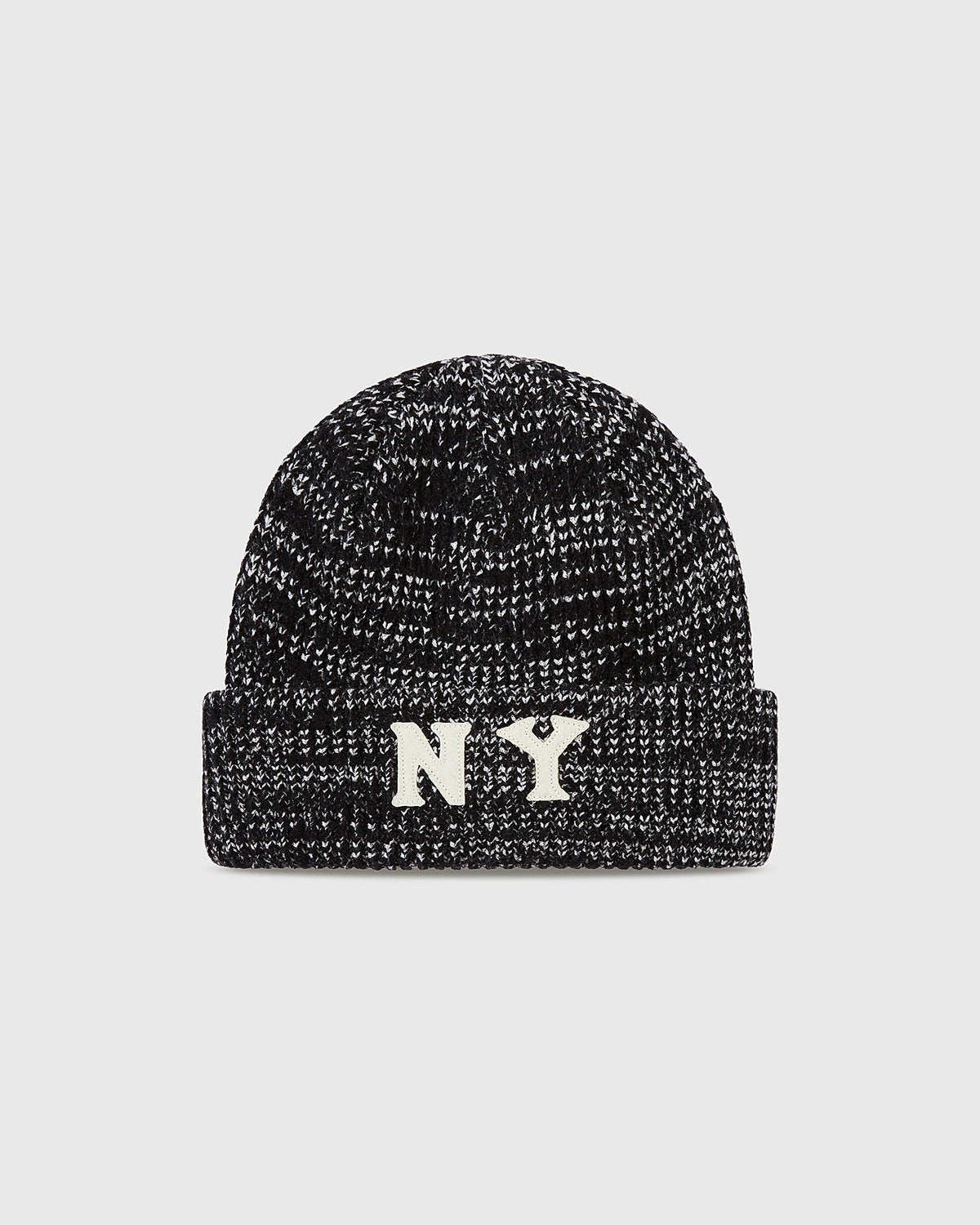 New York Black Yankees Felt Logo Ribbed Beanie product image 1, provided for visual reference and product detail review