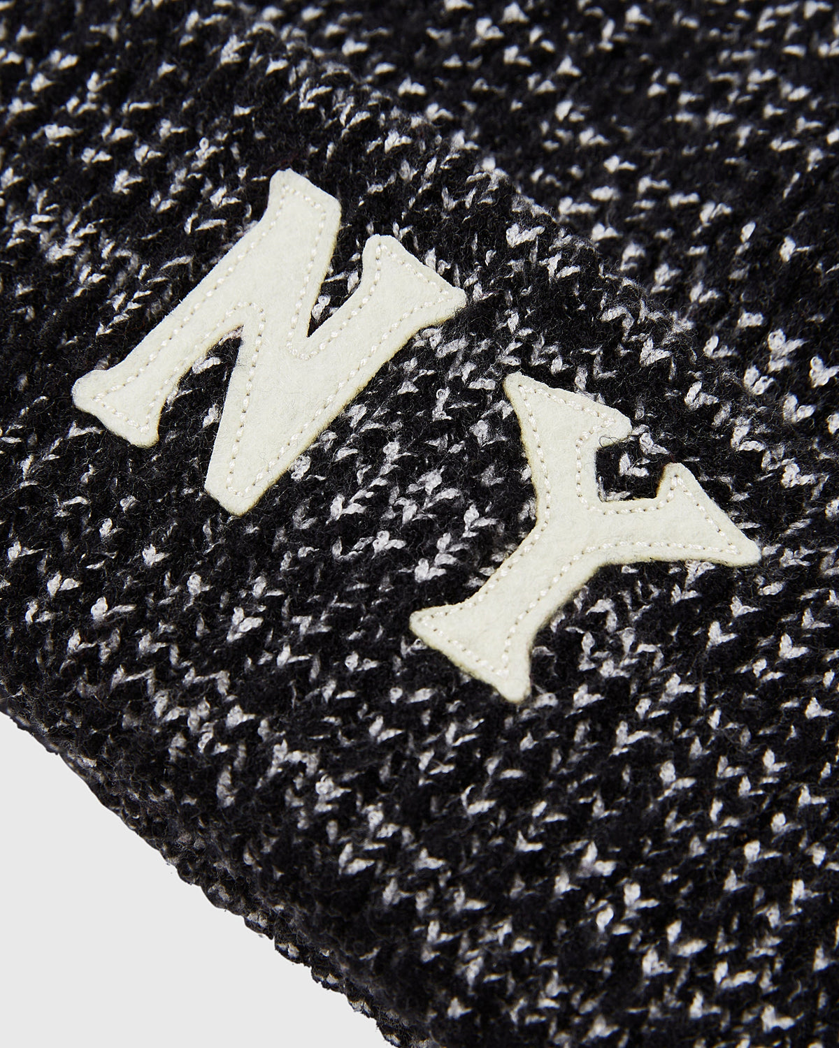 New York Black Yankees Felt Logo Ribbed Beanie product image 2, provided for visual reference and product detail review