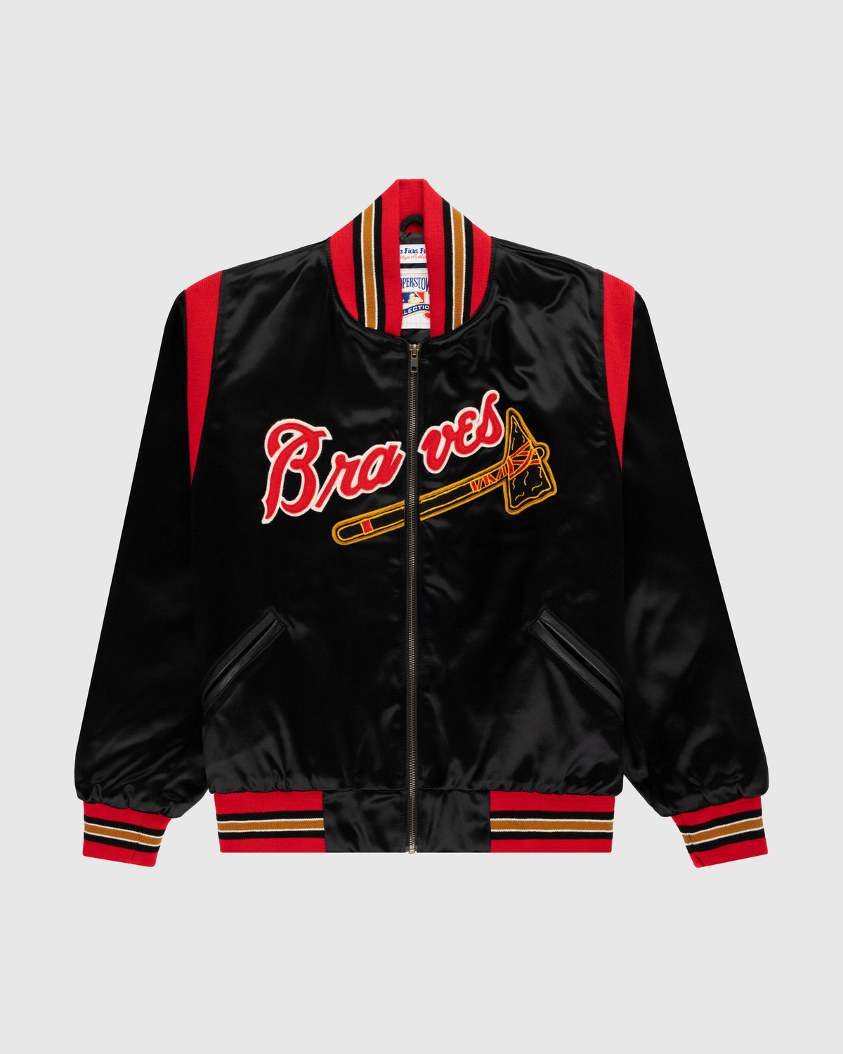 Milwaukee Braves 1957 Authentic All Satin Varsity Jacket product image 1, provided for visual reference and product detail