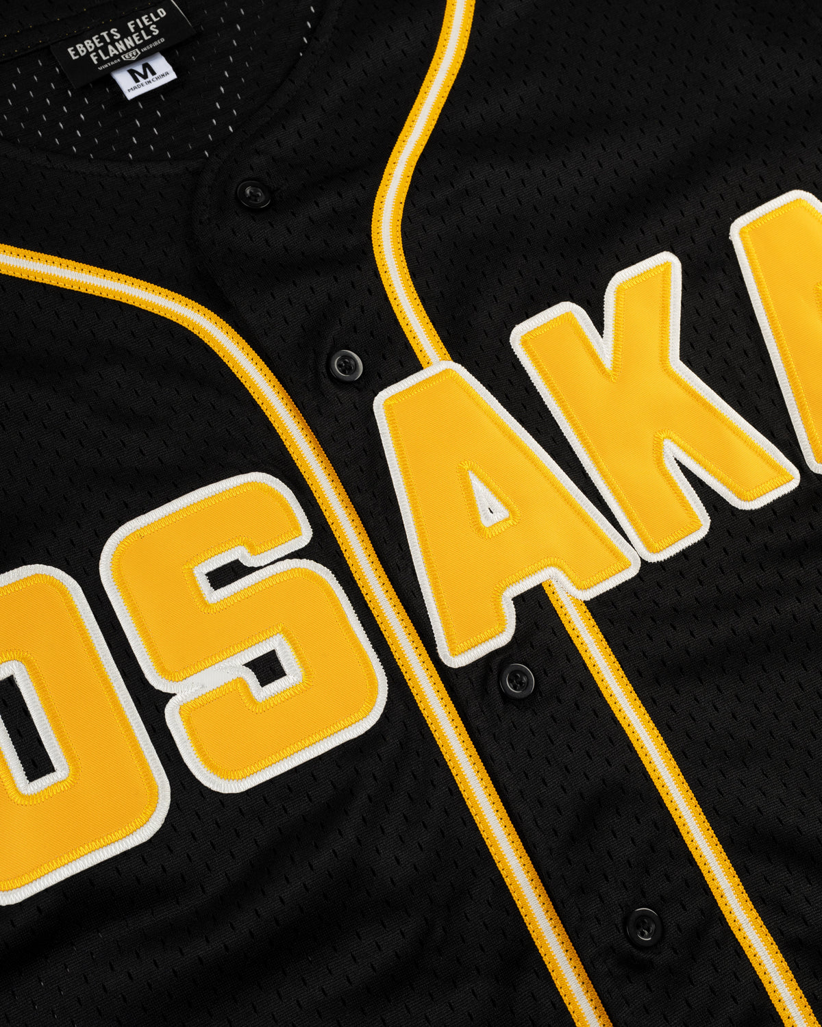 Osaka Tigers Mesh Button-Up Baseball Jersey product image 3, provided for visual reference and product detail review
