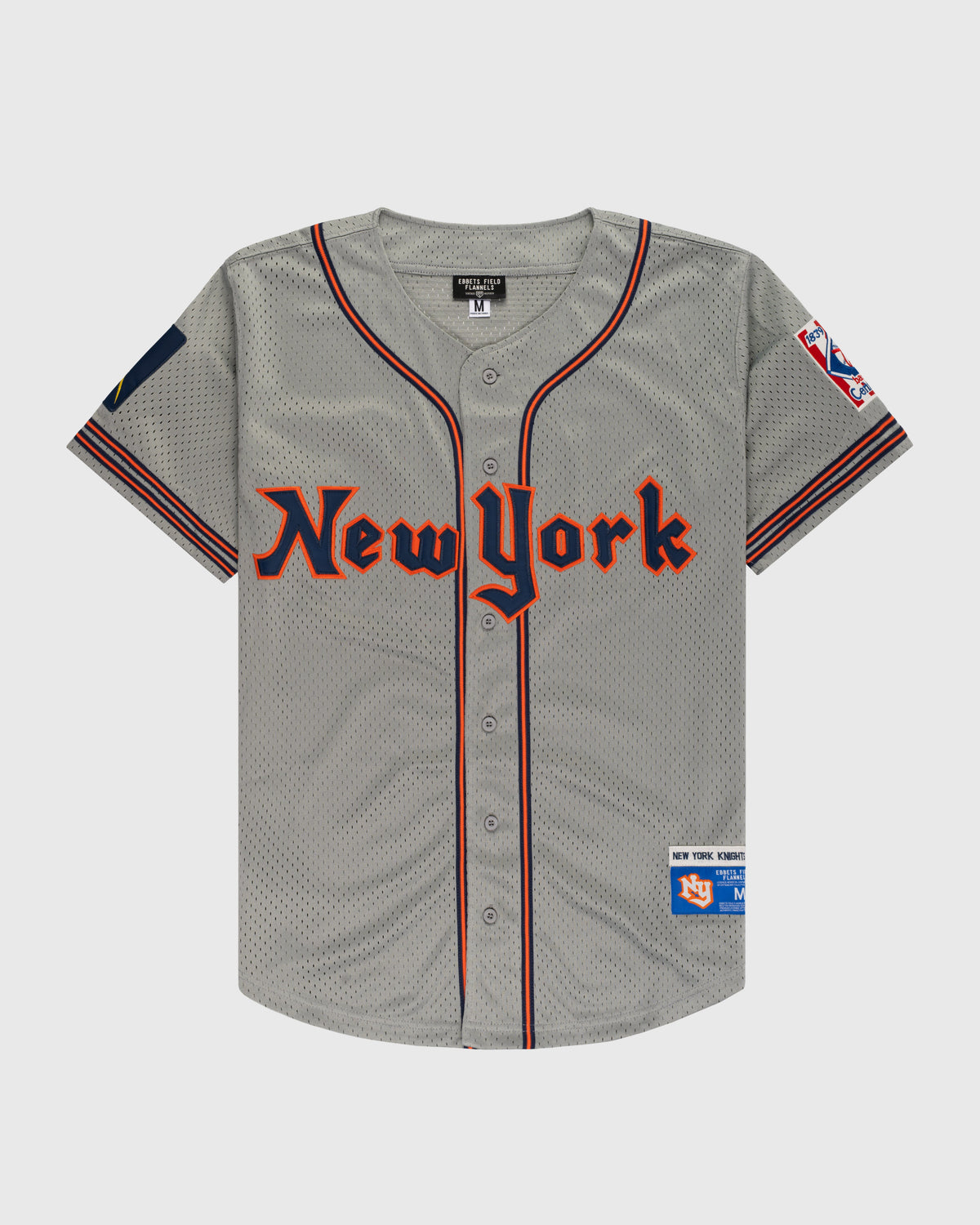 New York Knights Mesh Button-Up Baseball Jersey product image 1, provided for visual reference and product detail review