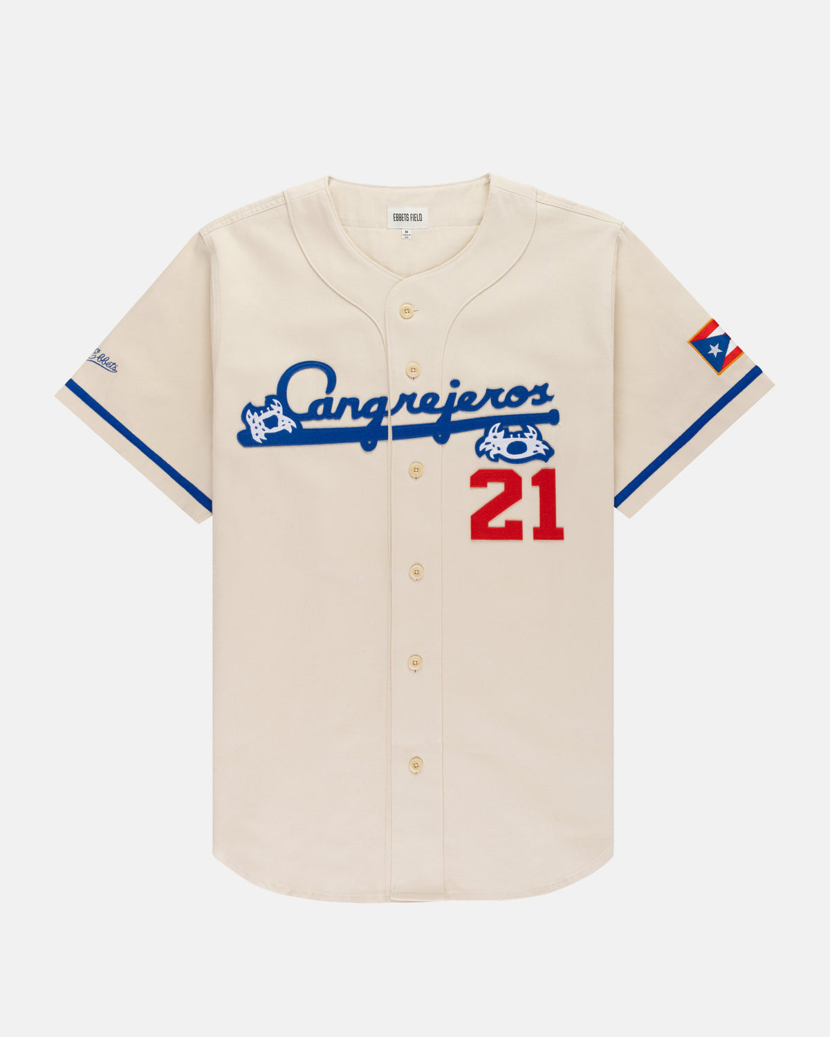 Santurce Cangrejeros Cotton Twill Baseball Jersey product image 1, provided for visual reference and product detail review