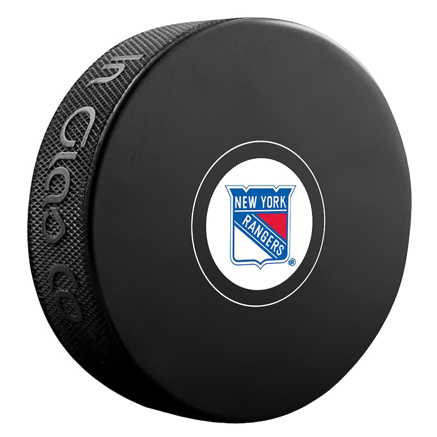 New York Rangers Team Logo Autograph Model Hockey Puck product image 1, provided for visual reference and product detail