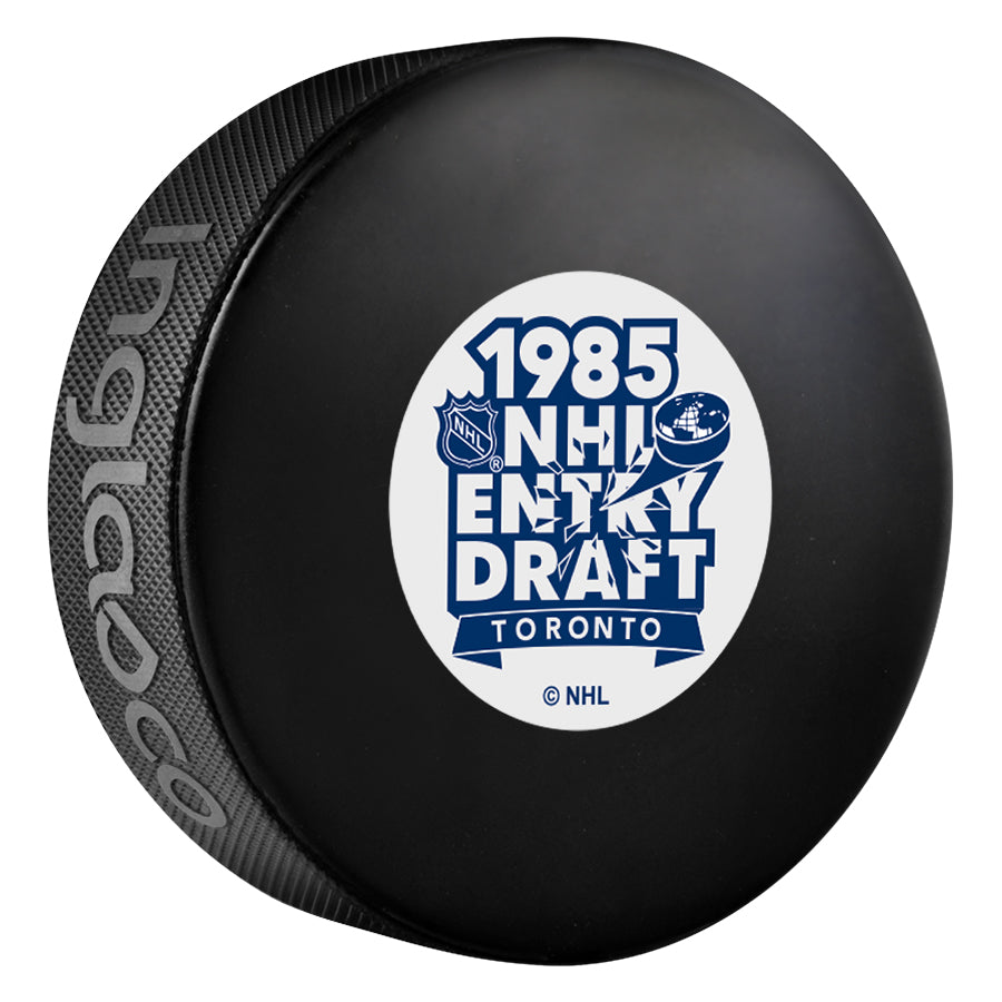 Inglasco 1985 NHL Entry Draft Souvenir Event Hockey Puck product image 1, provided for visual reference and product detail