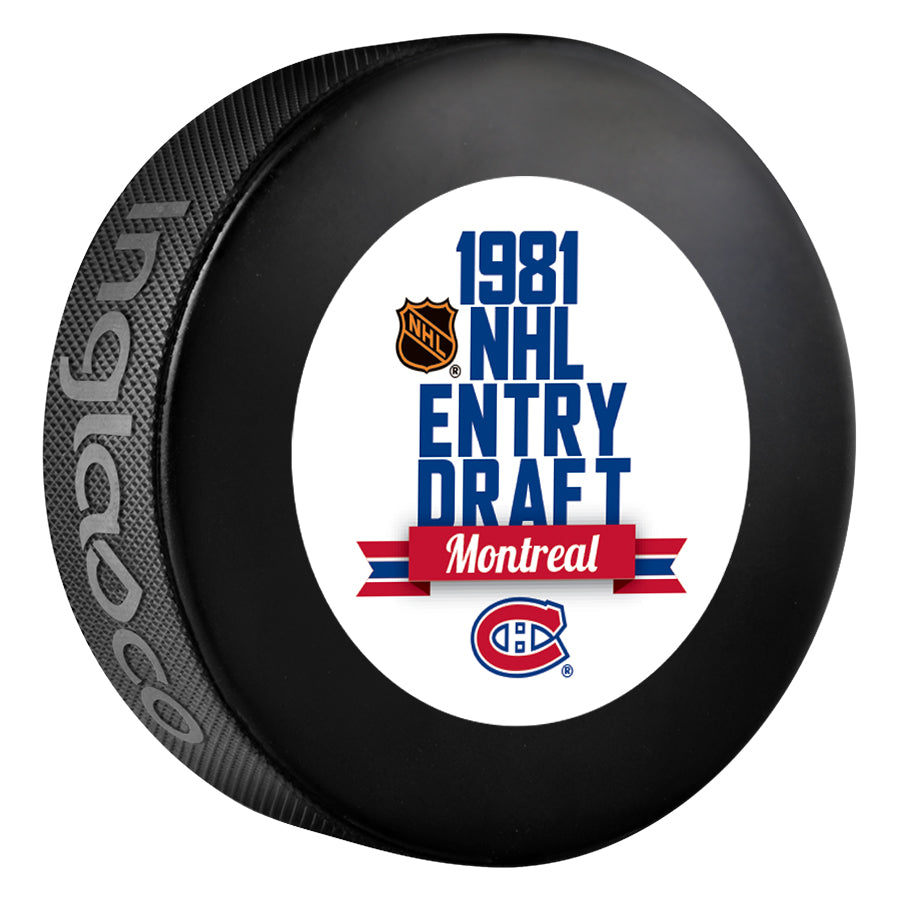 Inglasco 1981 NHL Entry Draft Souvenir Event Hockey Puck product image 1, provided for visual reference and product detail