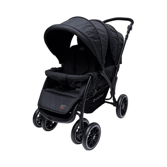 Lucky Baby City Dou Plus Twin Stroller - Black