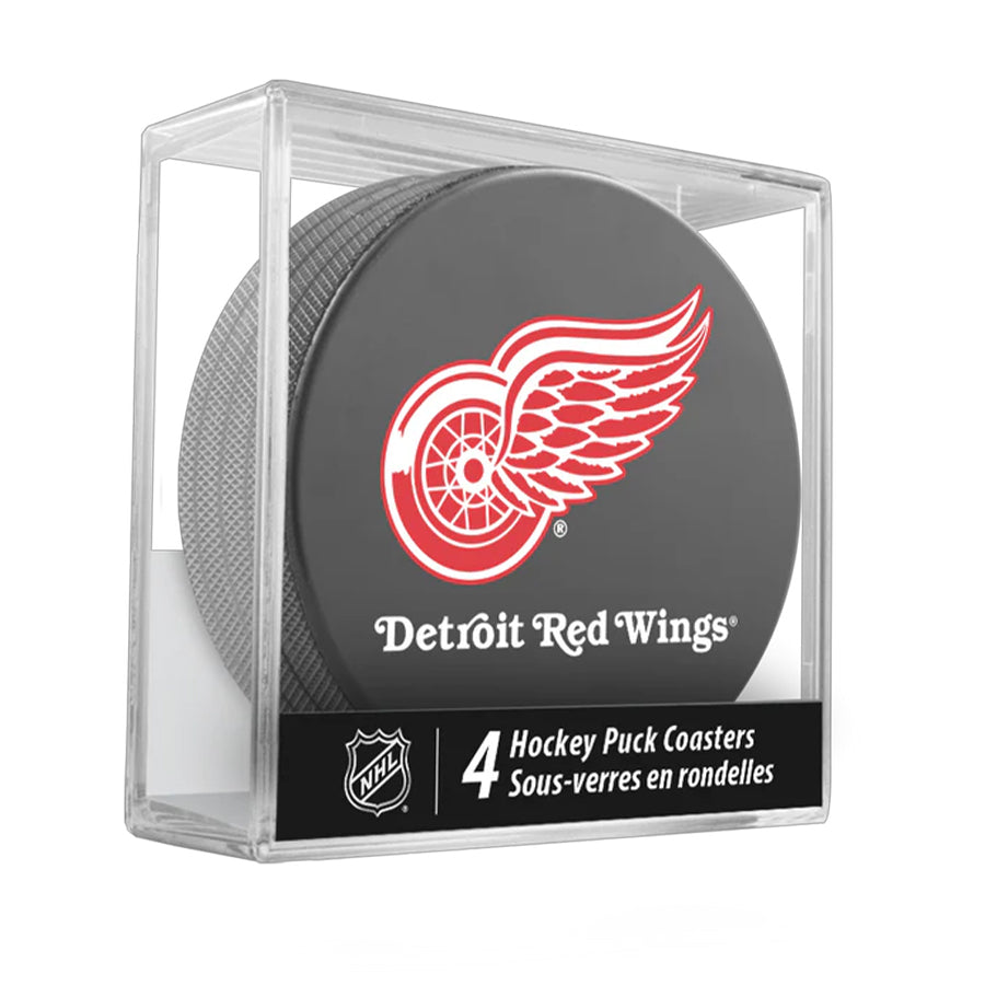 Detroit Red Wings Team Logo Hockey Puck Drink Coasters (4 Pack) product image 1, provided for visual reference and product