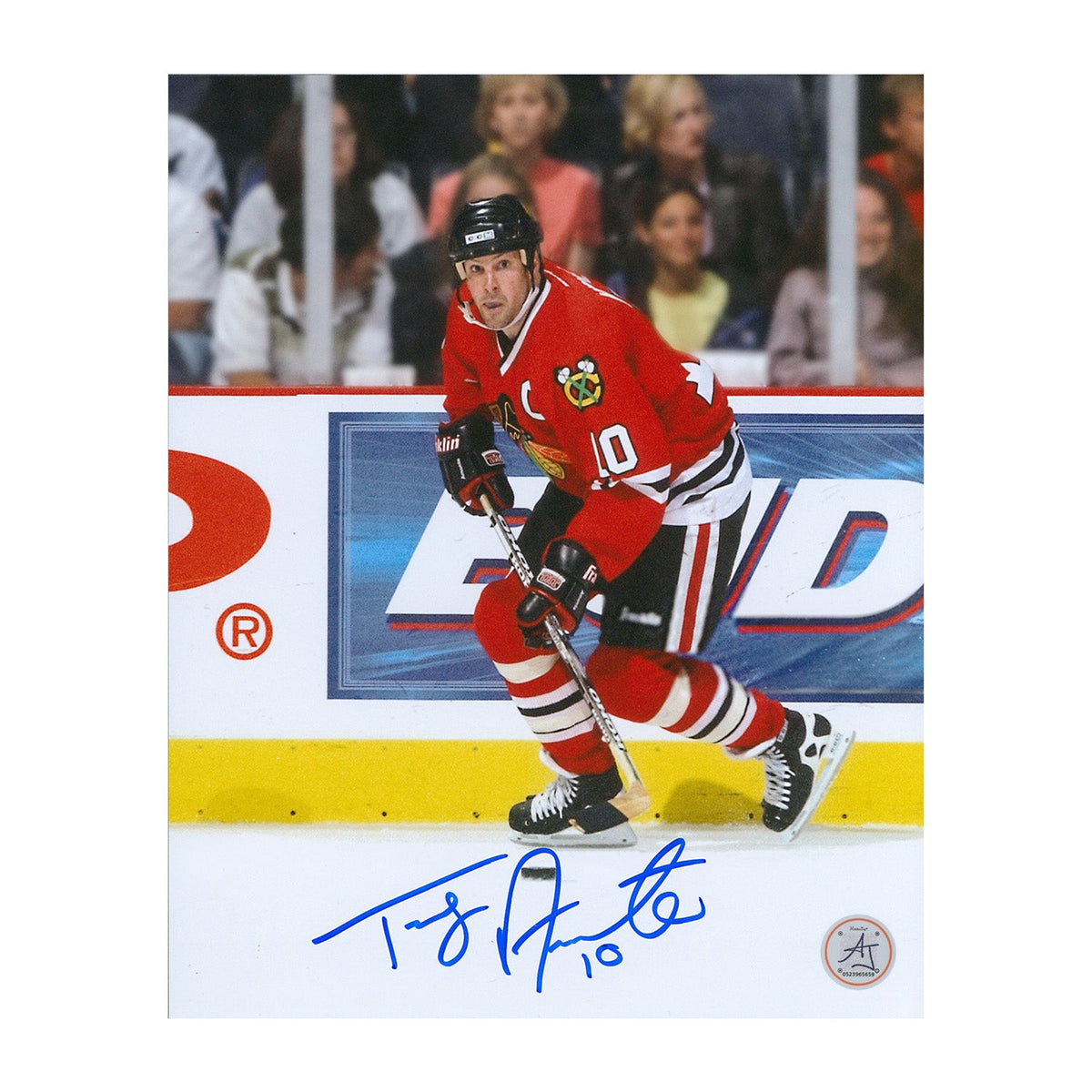 Tony Amonte Autographed Chicago Blackhawks Hockey 8x10 Photo product image 1, provided for visual reference and product